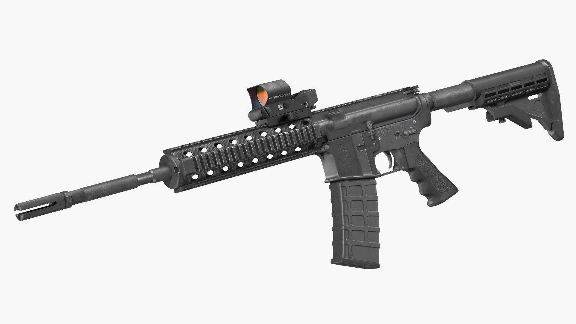 Soldier in Grey Tactical Gear with Rifle Standing 3D model