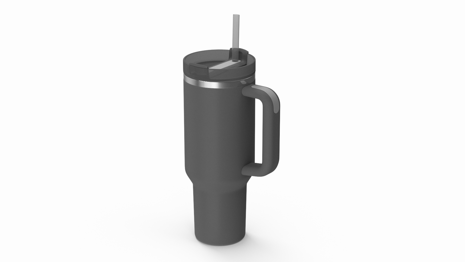 3D Insulated Travel Mug with Straw Grey