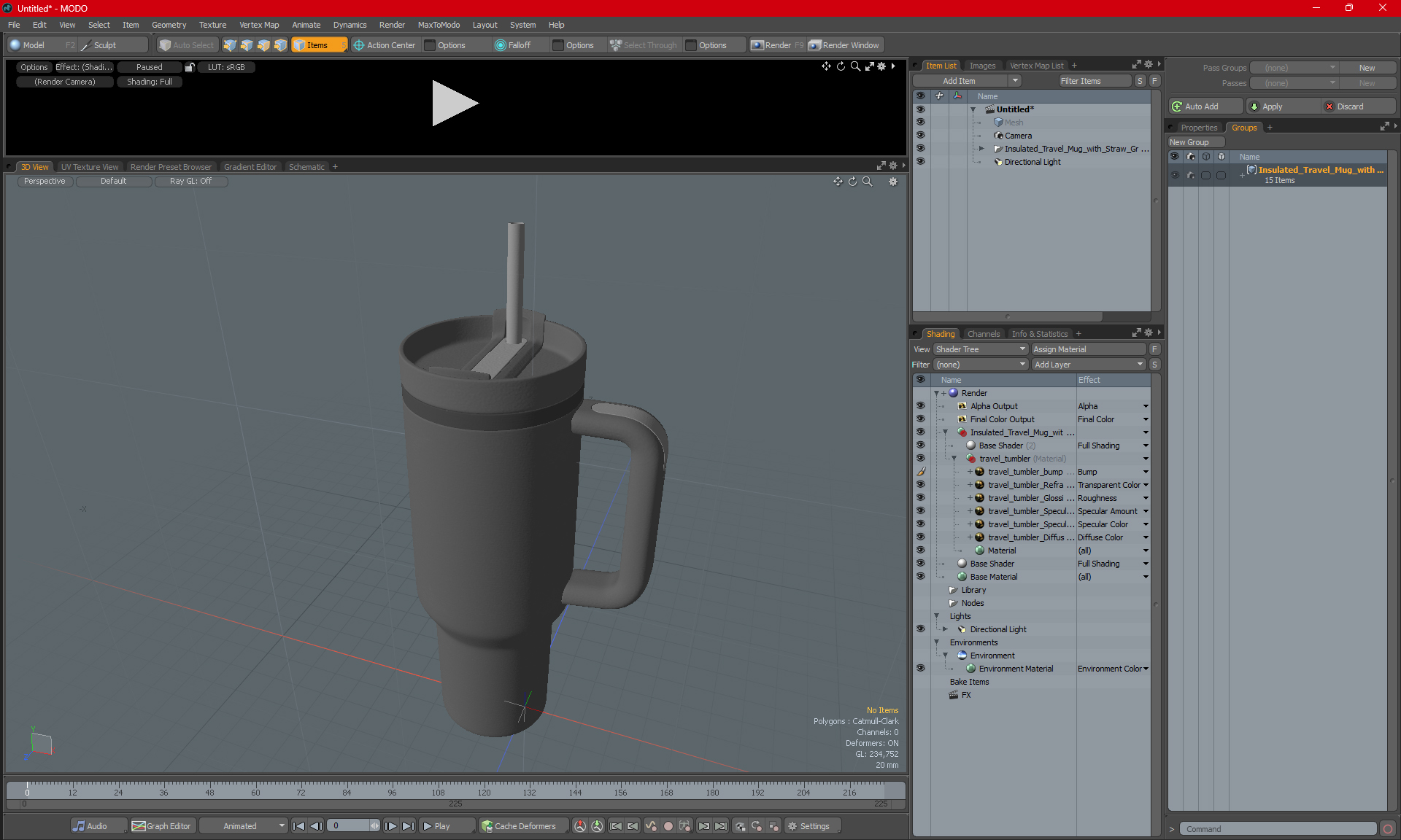 3D Insulated Travel Mug with Straw Grey