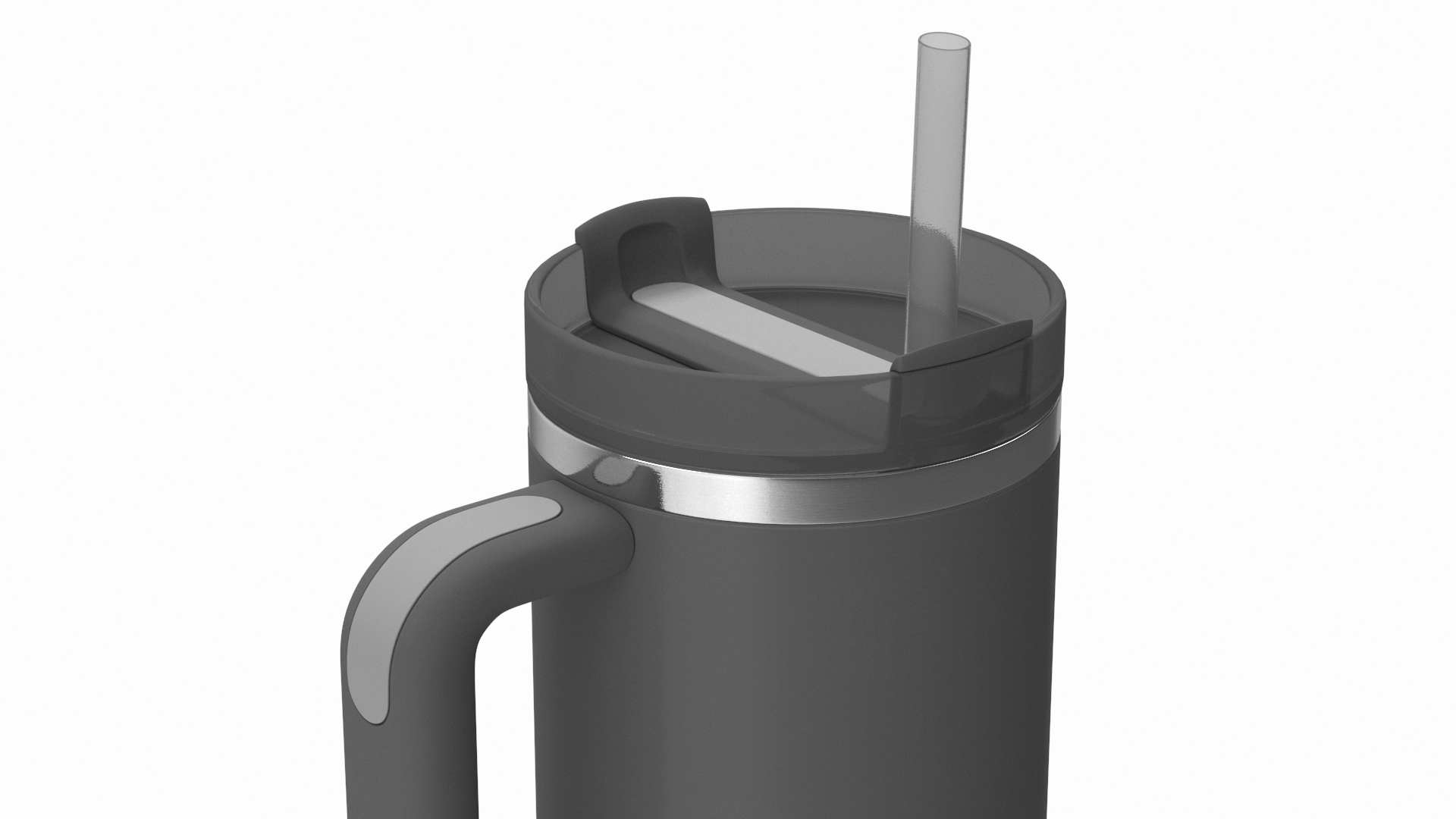 3D Insulated Travel Mug with Straw Grey
