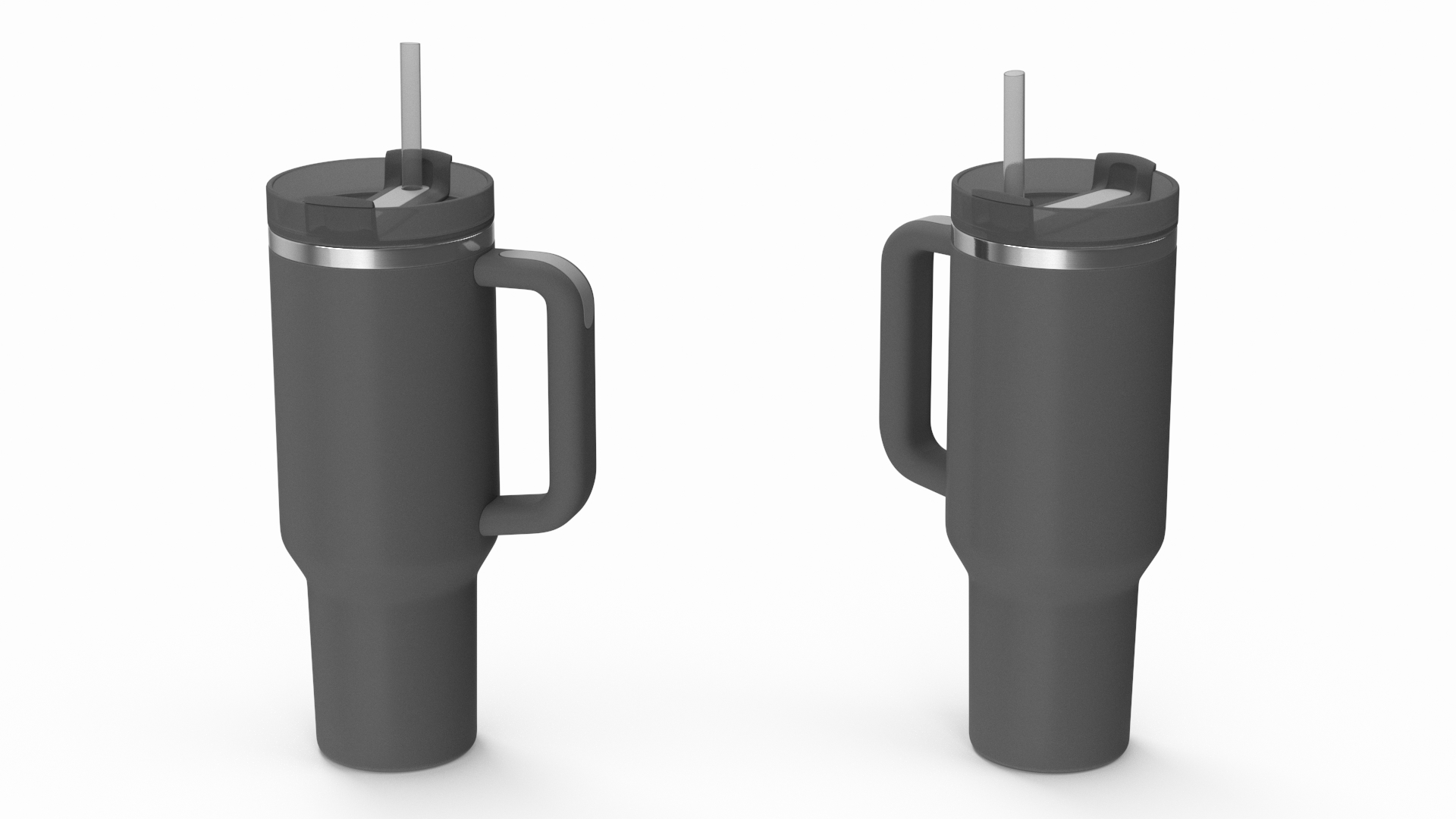 3D Insulated Travel Mug with Straw Grey