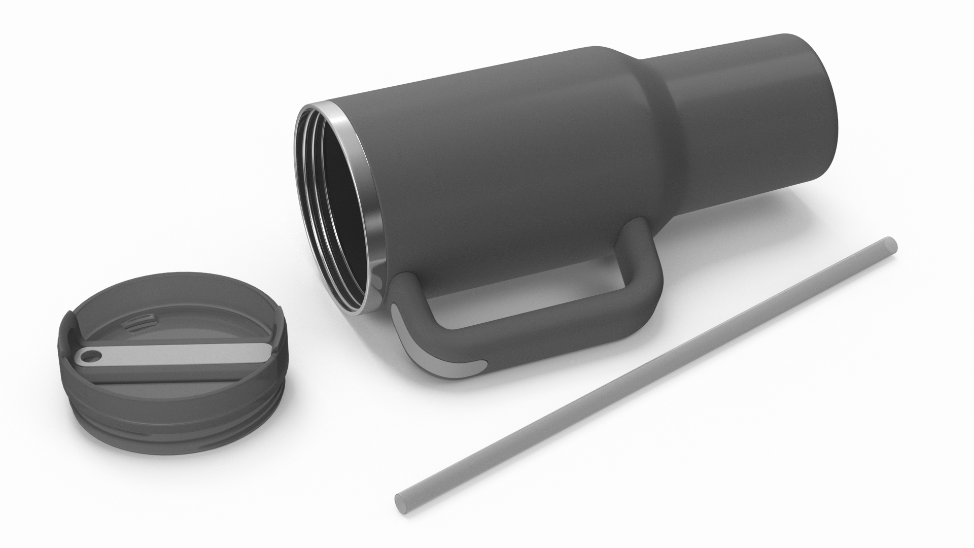 3D Insulated Travel Mug with Straw Grey
