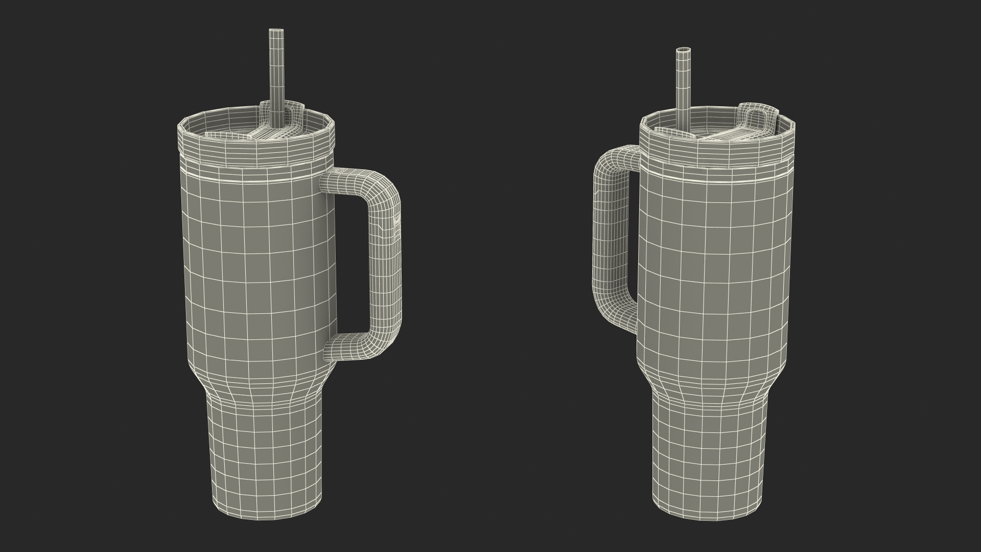 3D Insulated Travel Mug with Straw Grey