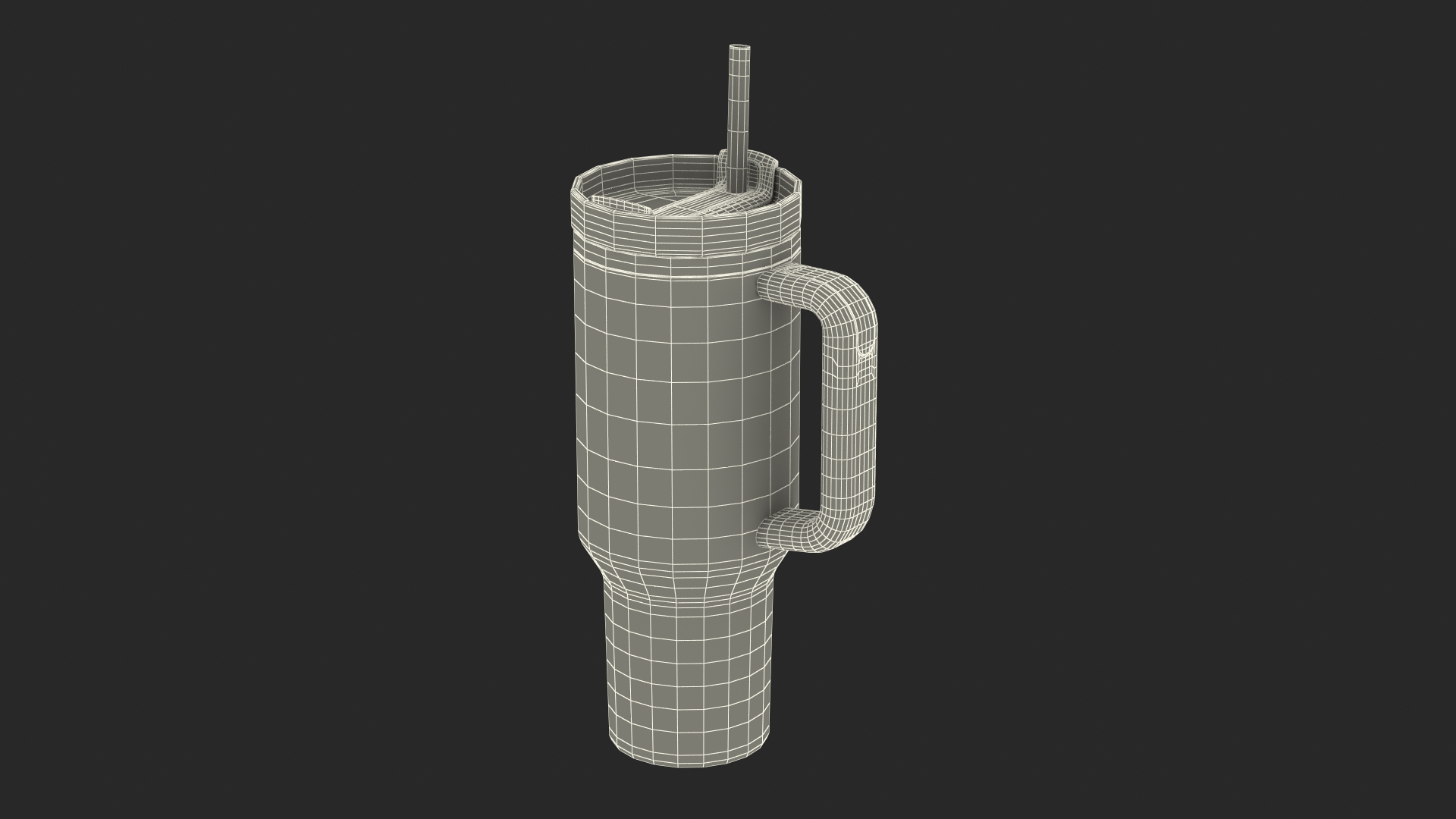 3D Insulated Travel Mug with Straw Grey