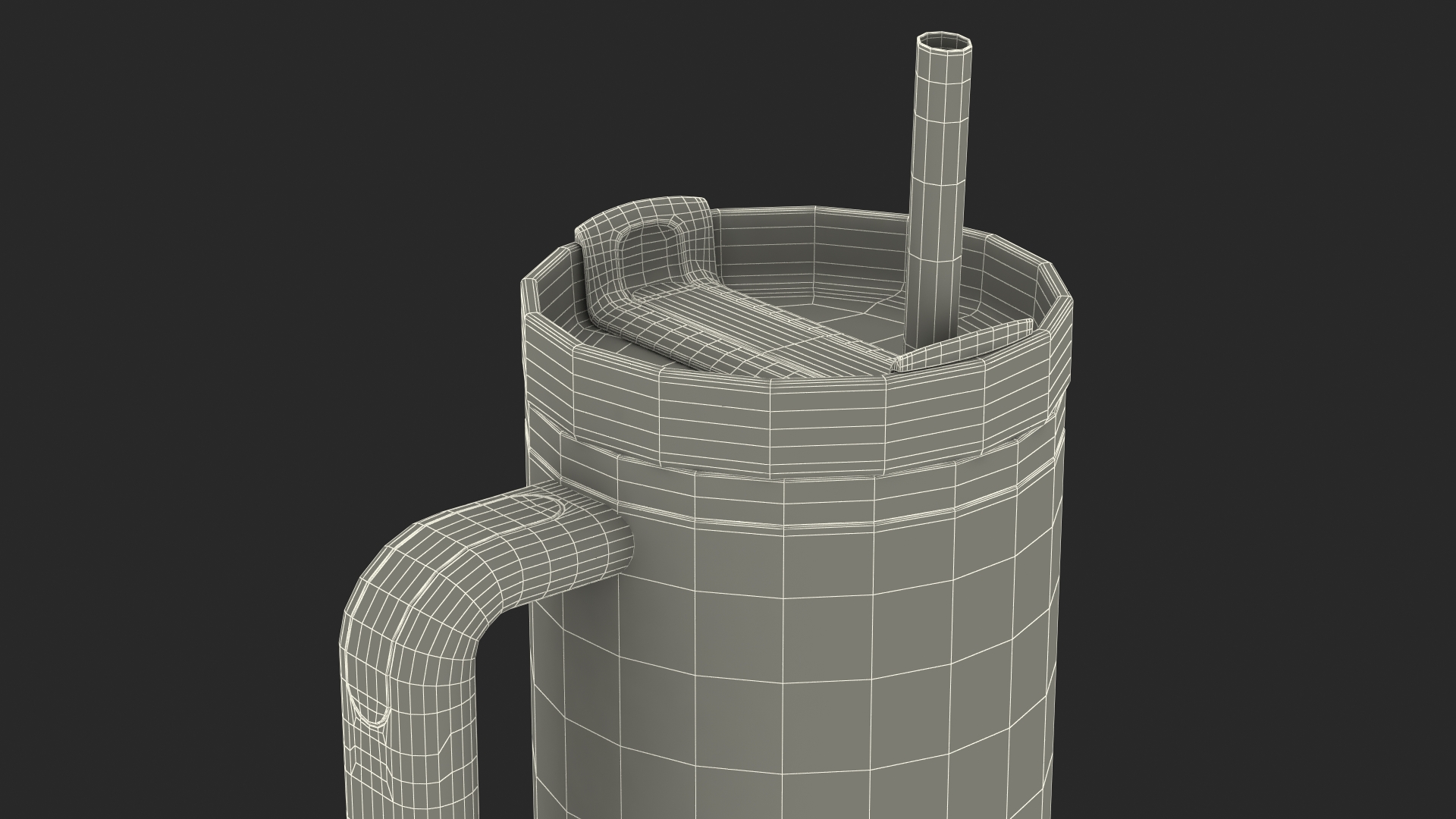 3D Insulated Travel Mug with Straw Grey