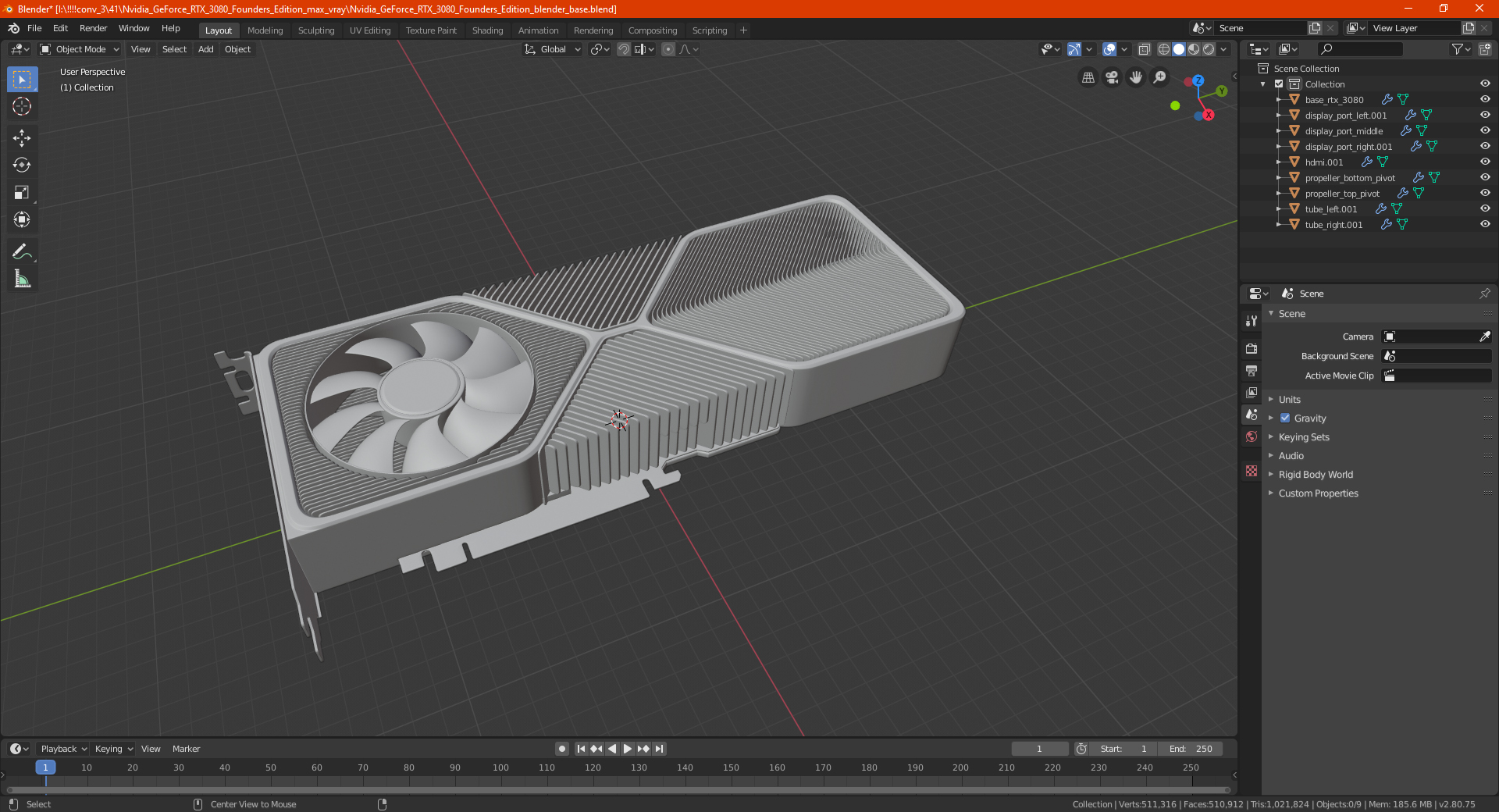 3D model Nvidia GeForce RTX 3080 Founders Edition