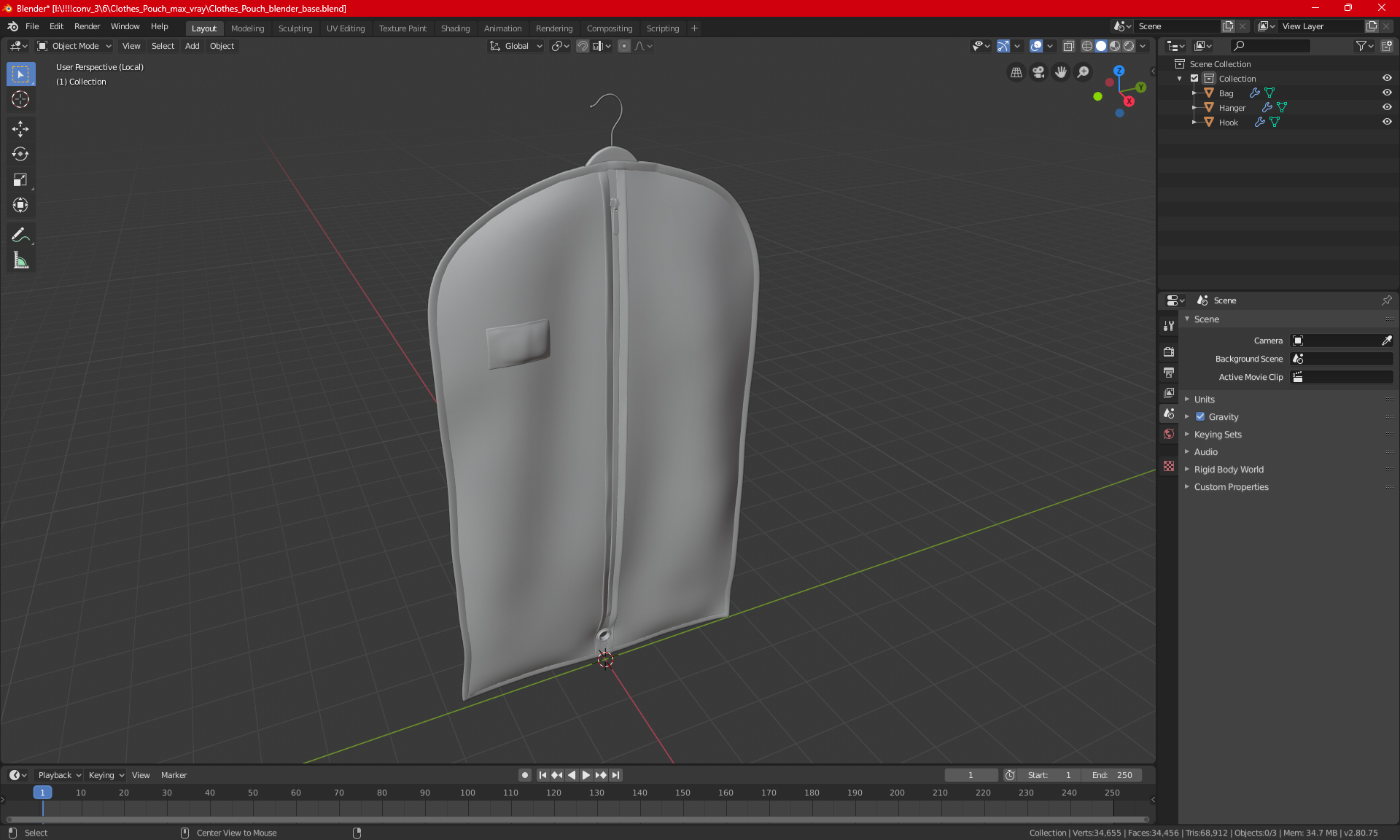 3D Clothes Pouch model