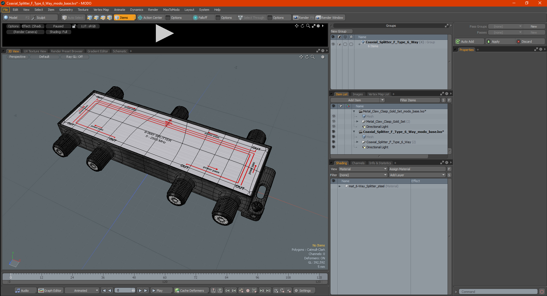 Coaxial Splitter F Type 6 Way 3D model