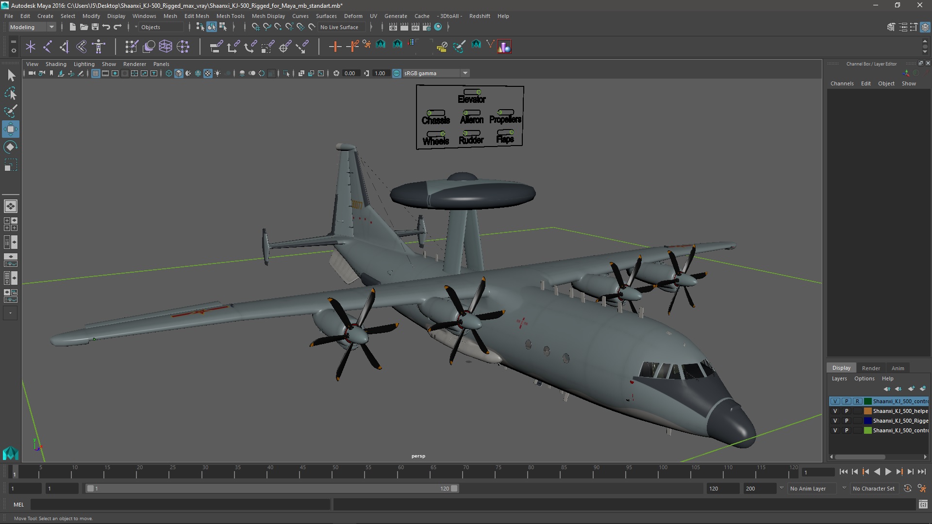 3D model Shaanxi KJ-500 Rigged for Maya