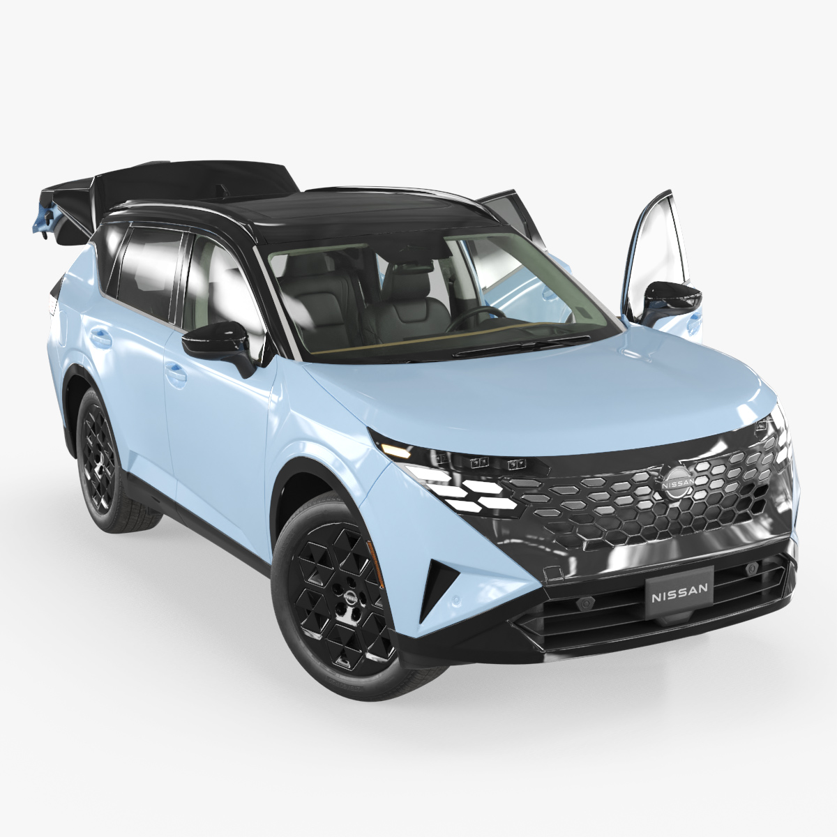 Nissan Rogue Crossover Hybrid 2027 Blue Rigged
