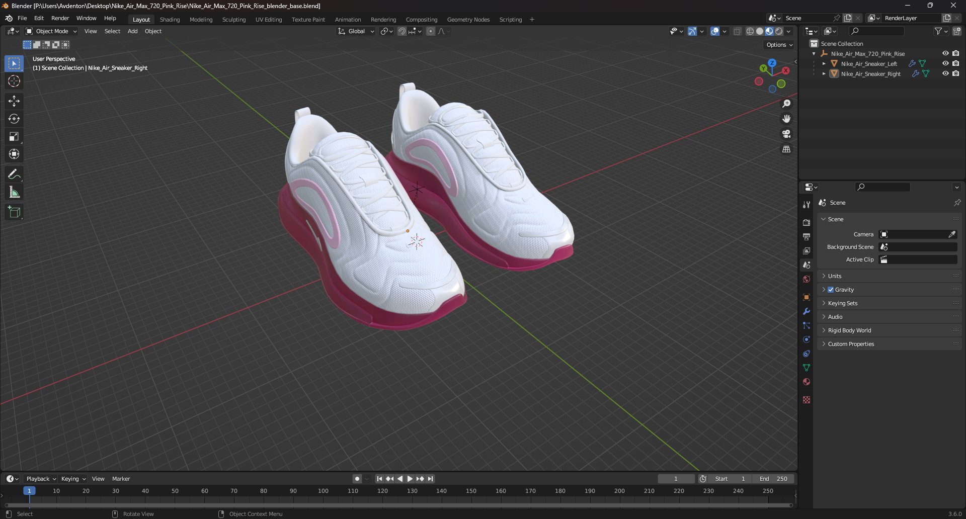 3D Nike Air Max 720 Pink Rise