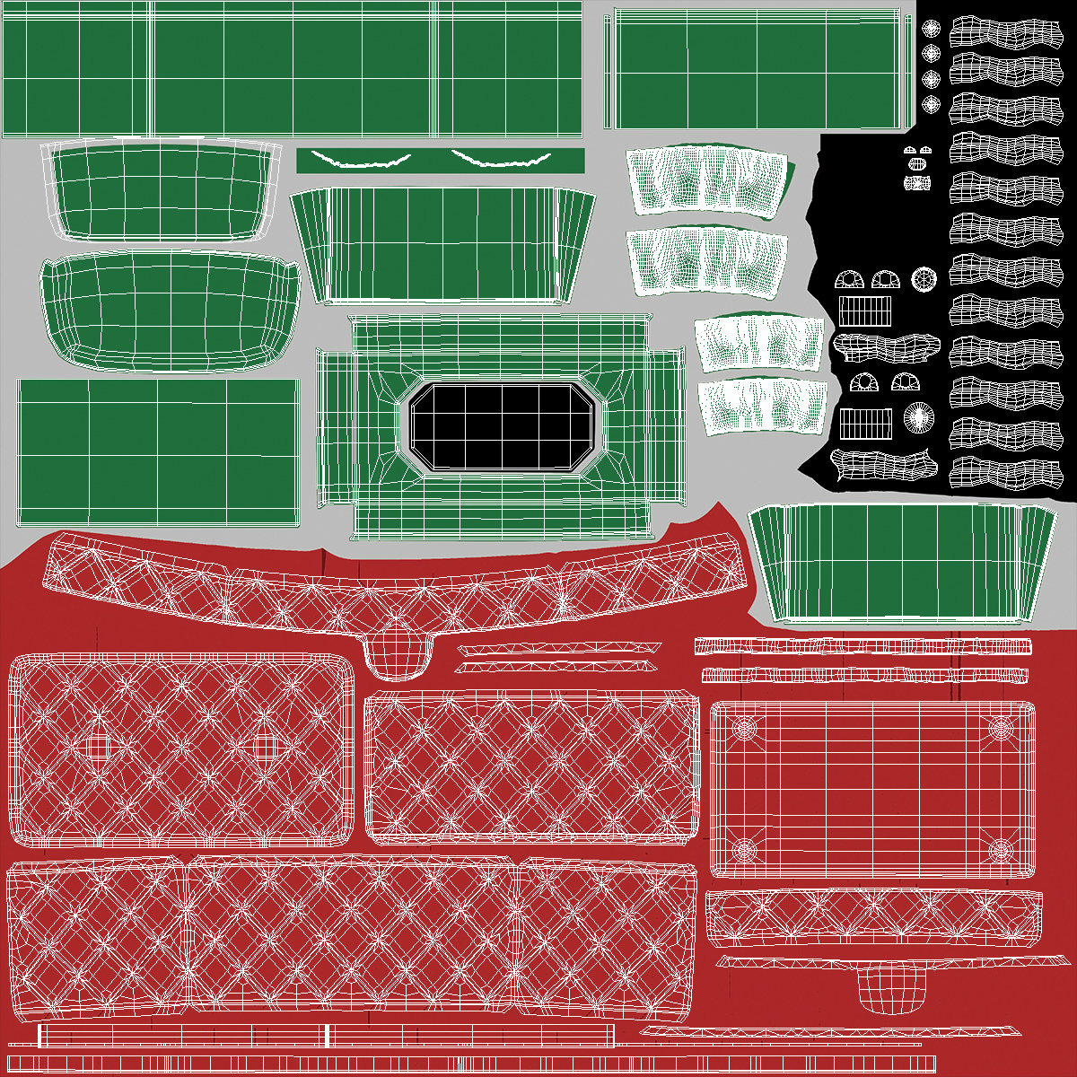 Vintage Crimson Quilted Cosmetic Bag Train Case Open 3D
