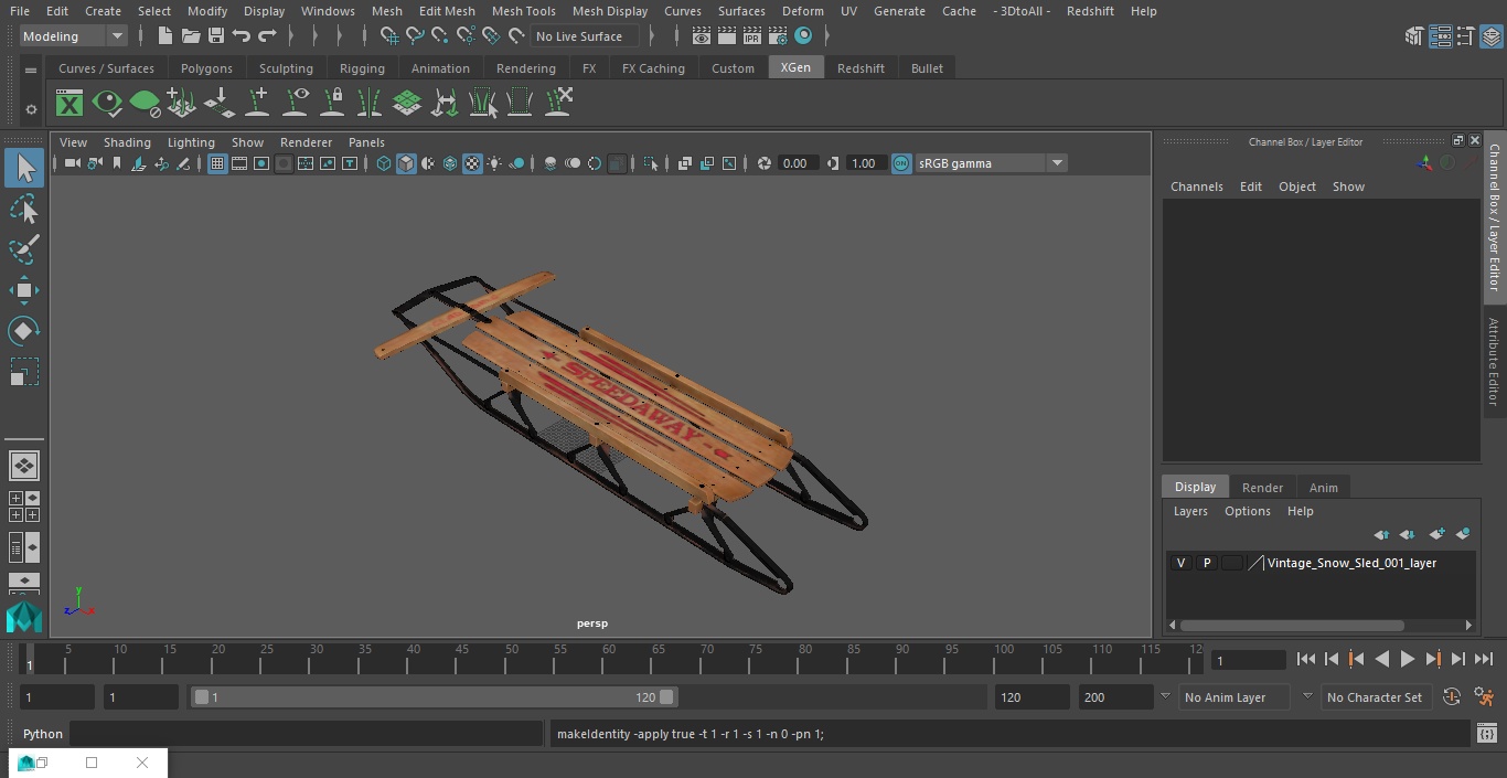 Vintage Snow Sled 3D