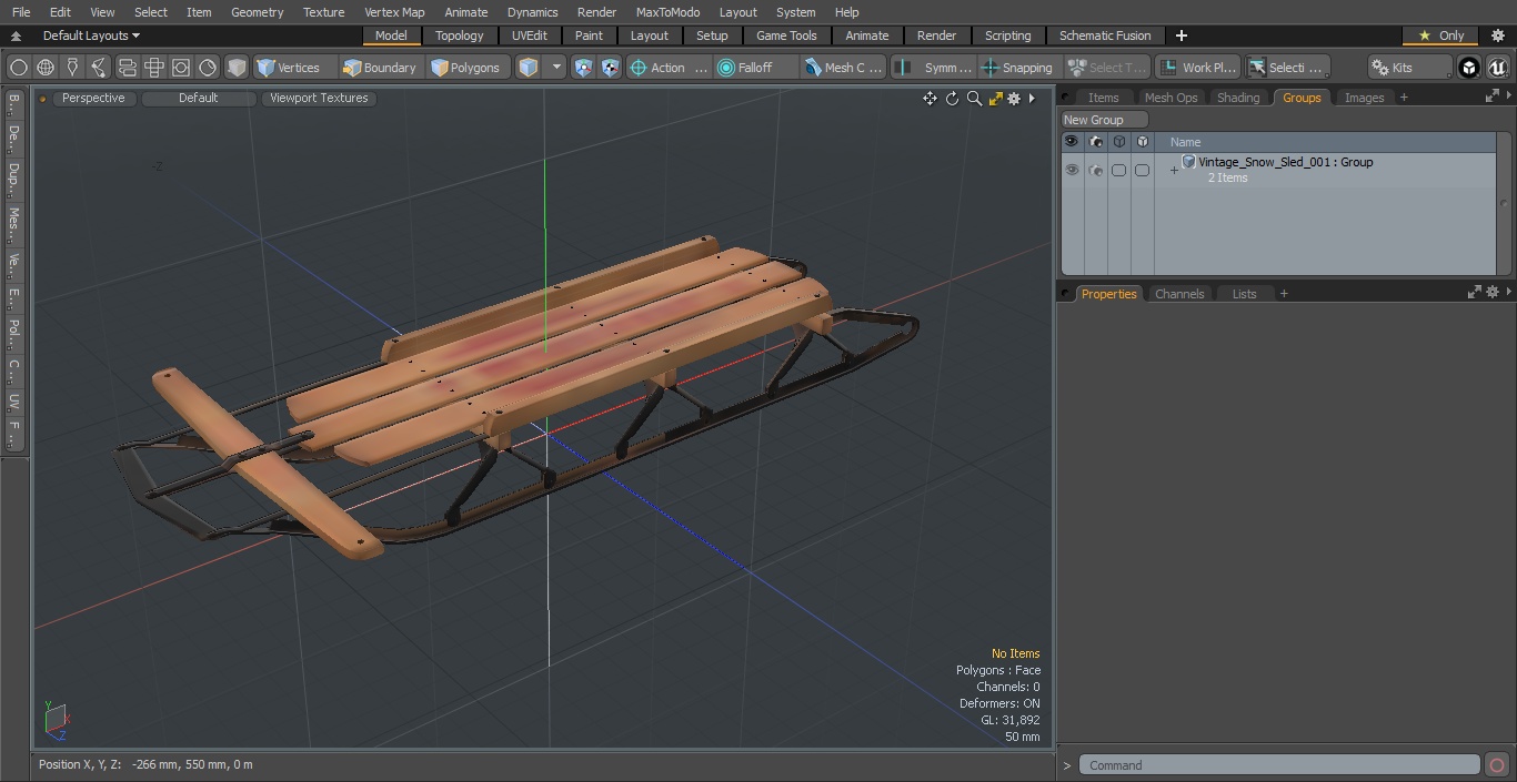 Vintage Snow Sled 3D