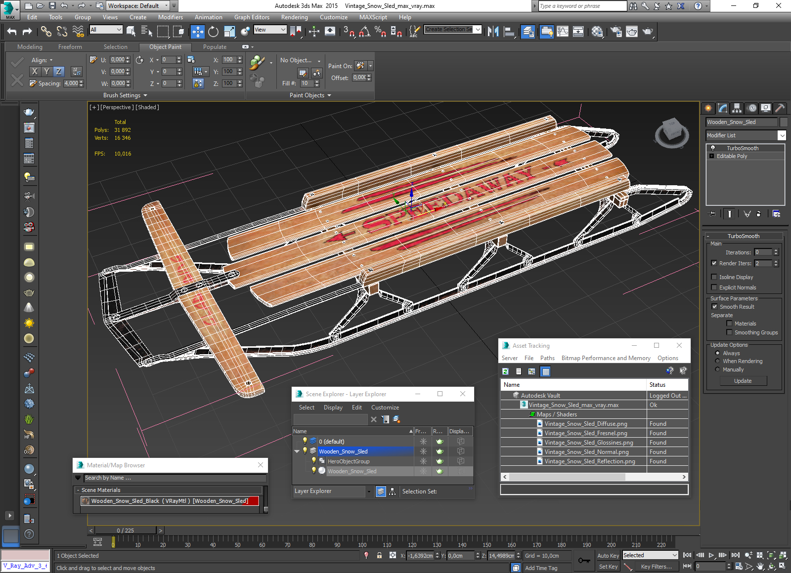 Vintage Snow Sled 3D