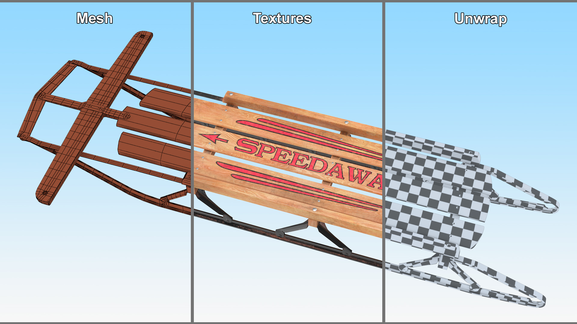 Vintage Snow Sled 3D