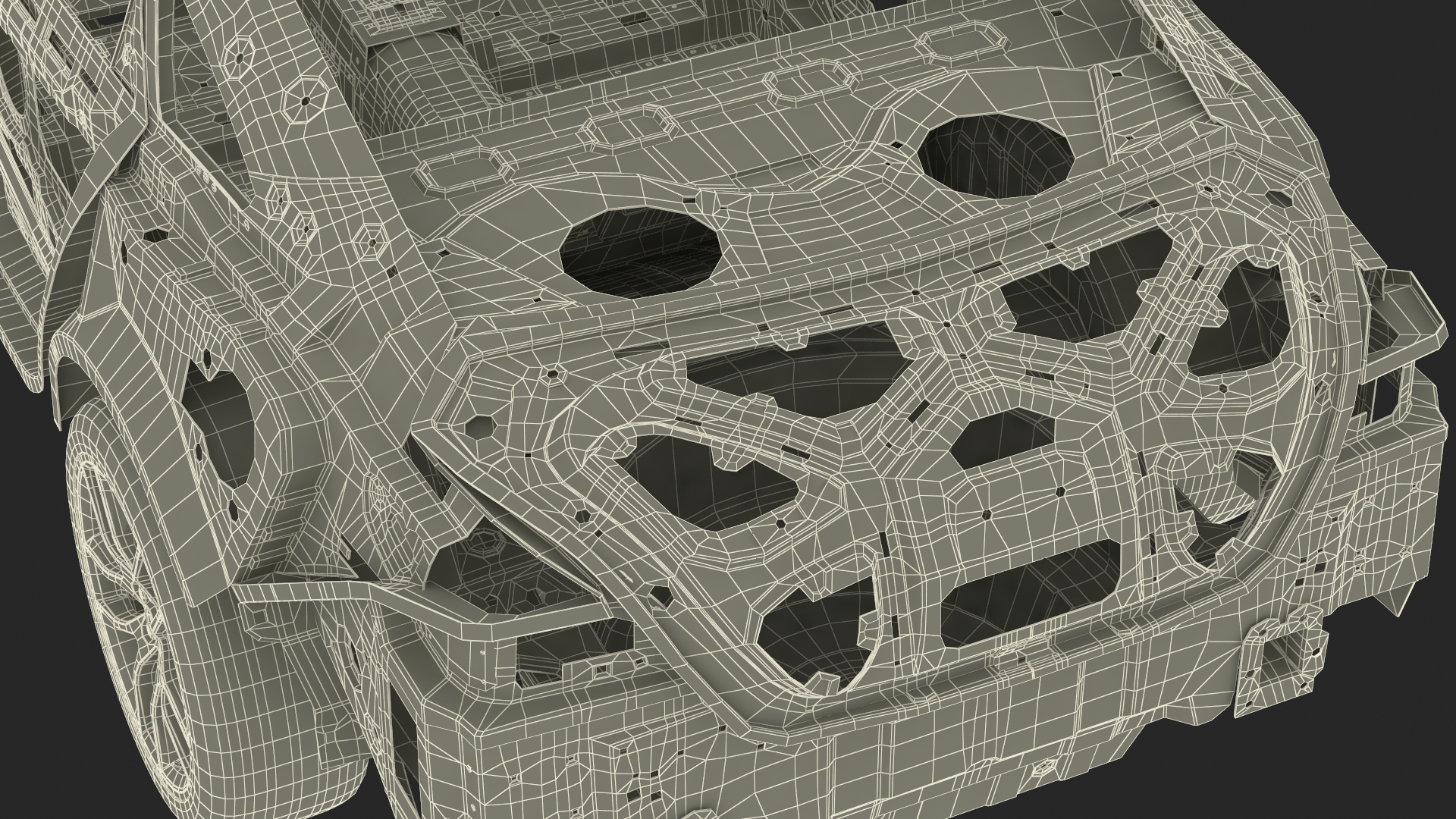 Car Frame and Chassis with Wheels Rigged for Cinema 4D 3D model