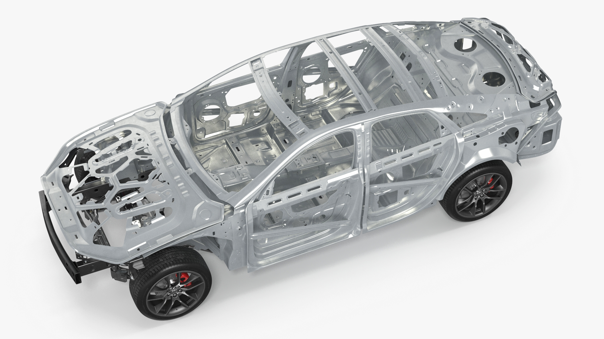 Car Frame and Chassis with Wheels Rigged for Cinema 4D 3D model