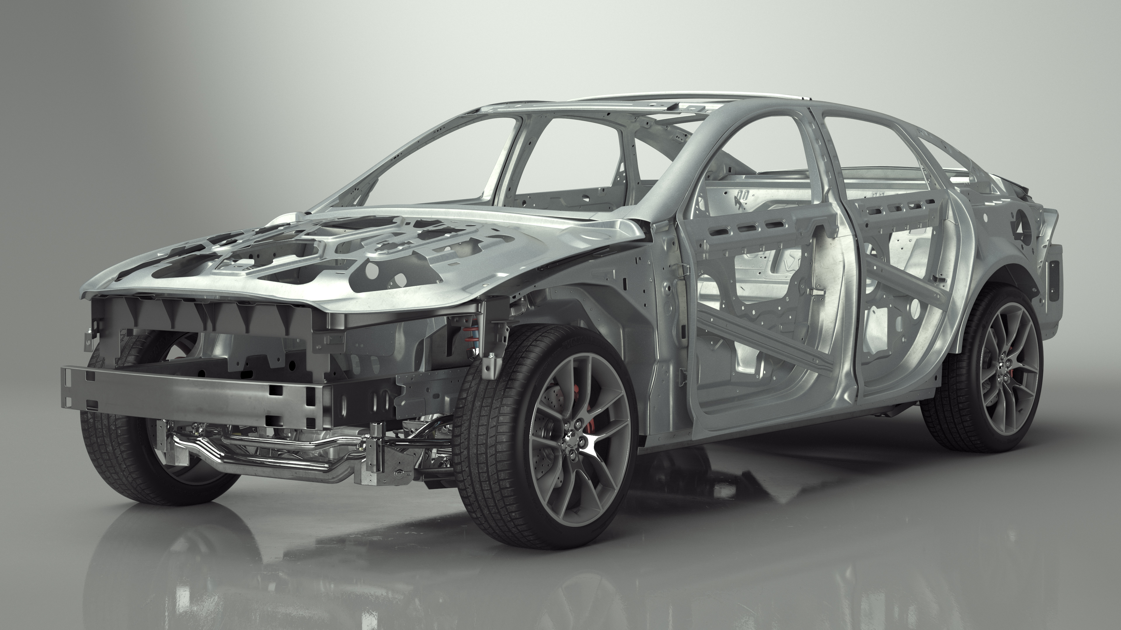 Car Frame and Chassis with Wheels Rigged for Cinema 4D 3D model