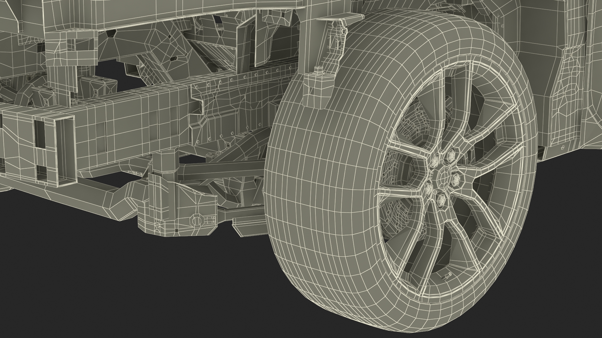 Car Frame and Chassis with Wheels Rigged for Cinema 4D 3D model