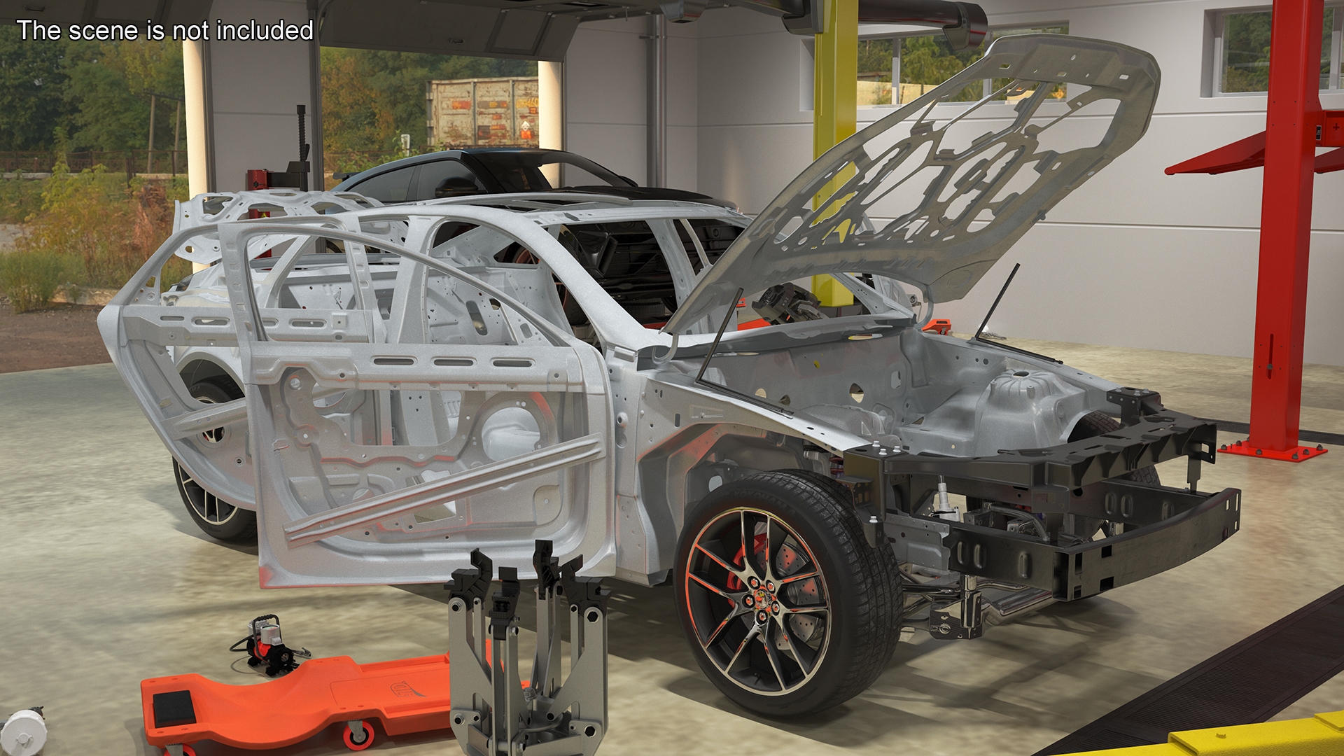 Car Frame and Chassis with Wheels Rigged for Cinema 4D 3D model