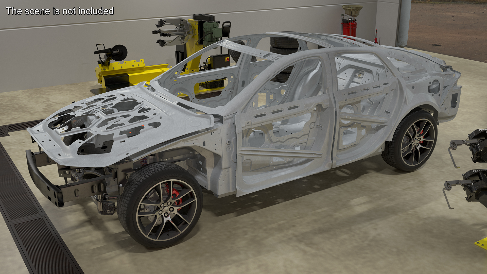 Car Frame and Chassis with Wheels Rigged for Cinema 4D 3D model