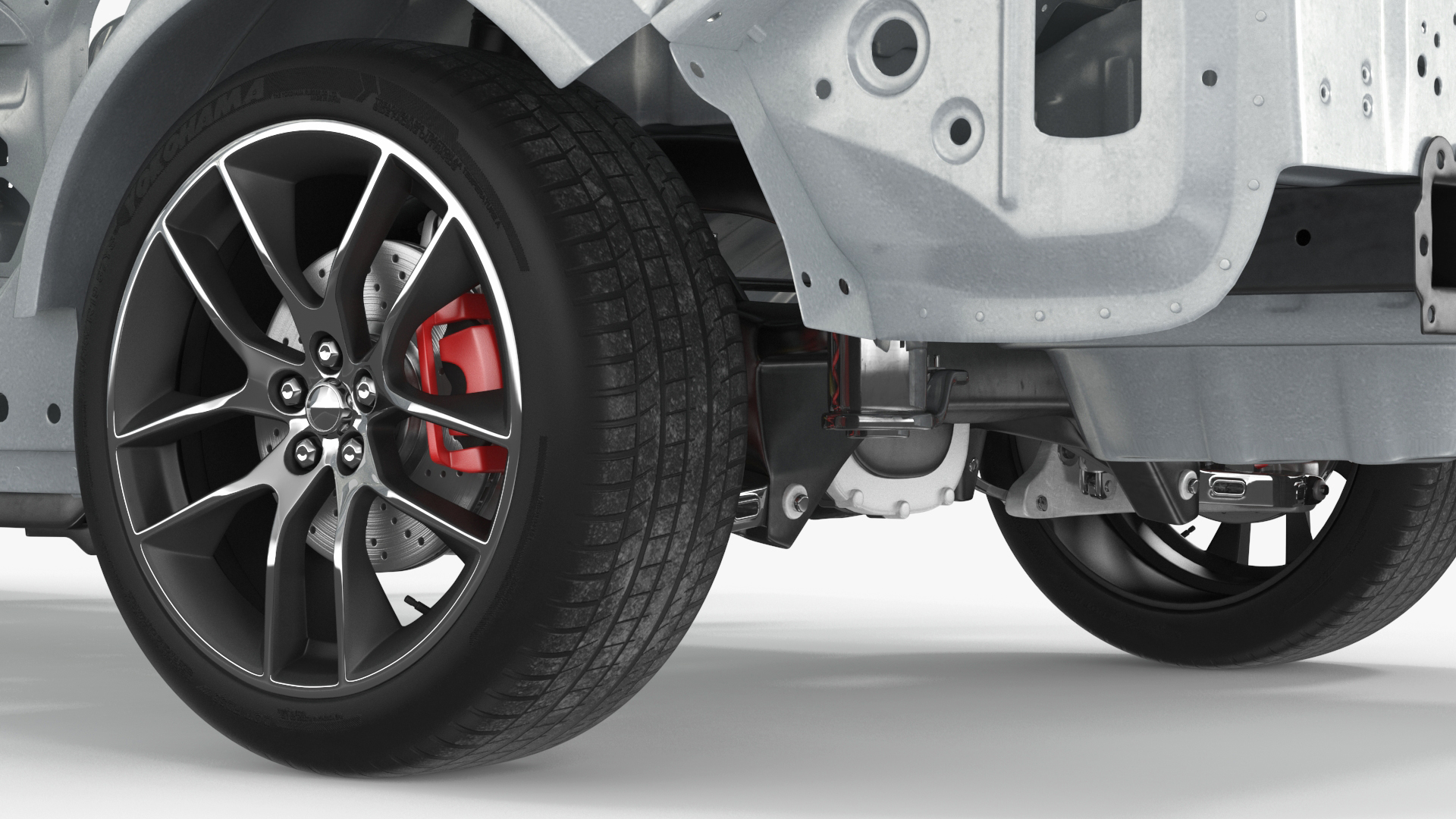 Car Frame and Chassis with Wheels Rigged for Cinema 4D 3D model