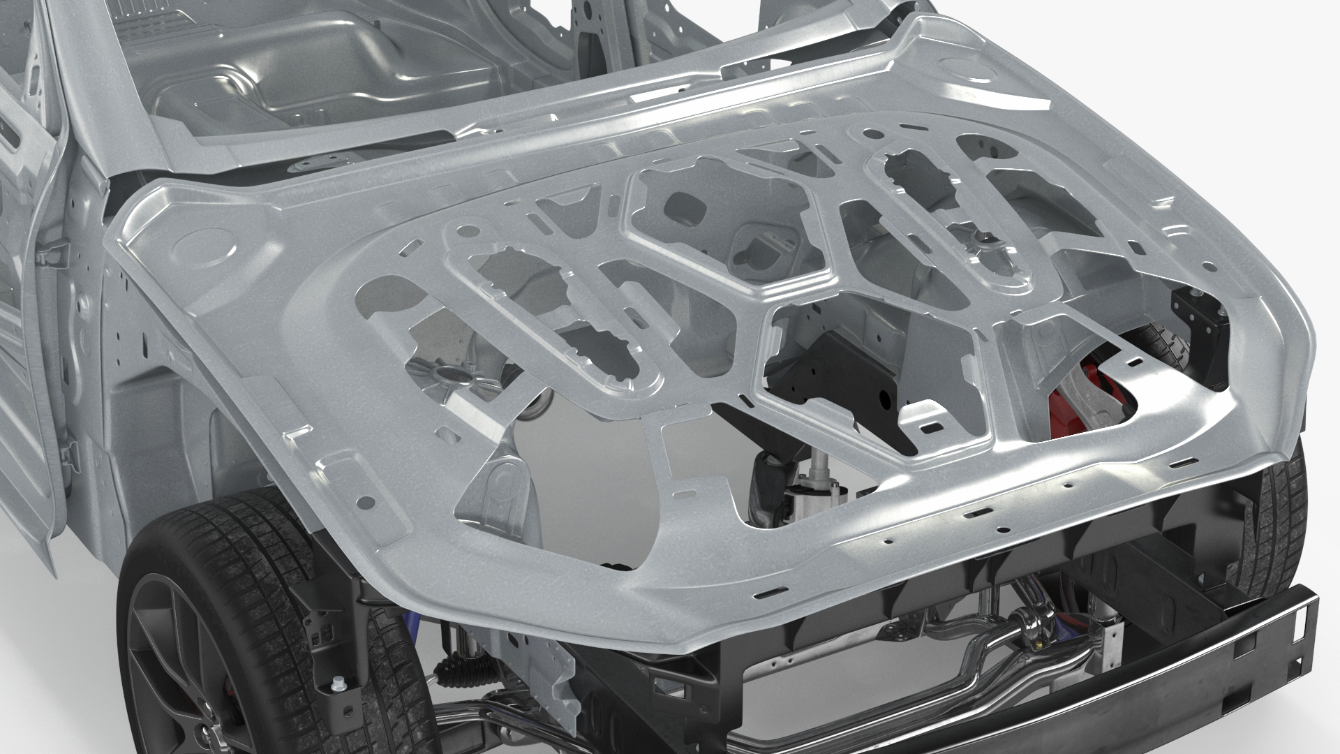 Car Frame and Chassis with Wheels Rigged for Cinema 4D 3D model