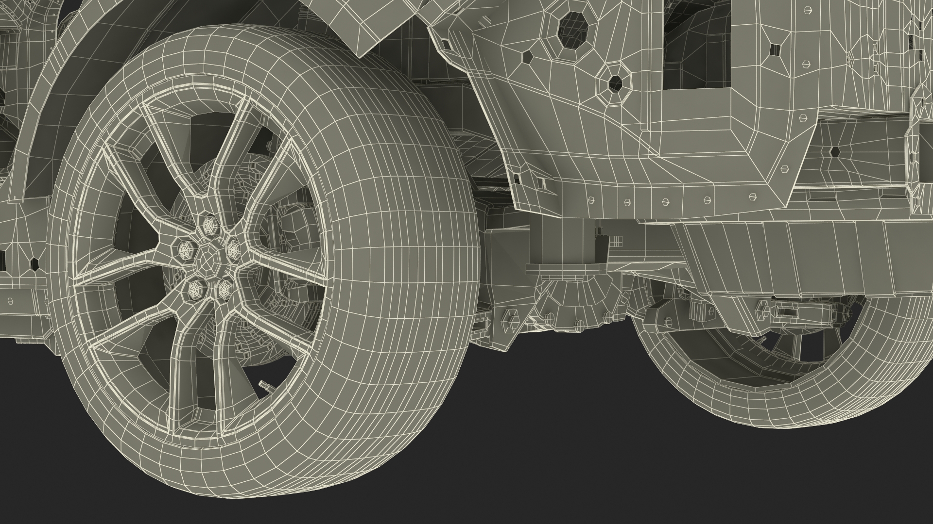 Car Frame and Chassis with Wheels Rigged for Cinema 4D 3D model