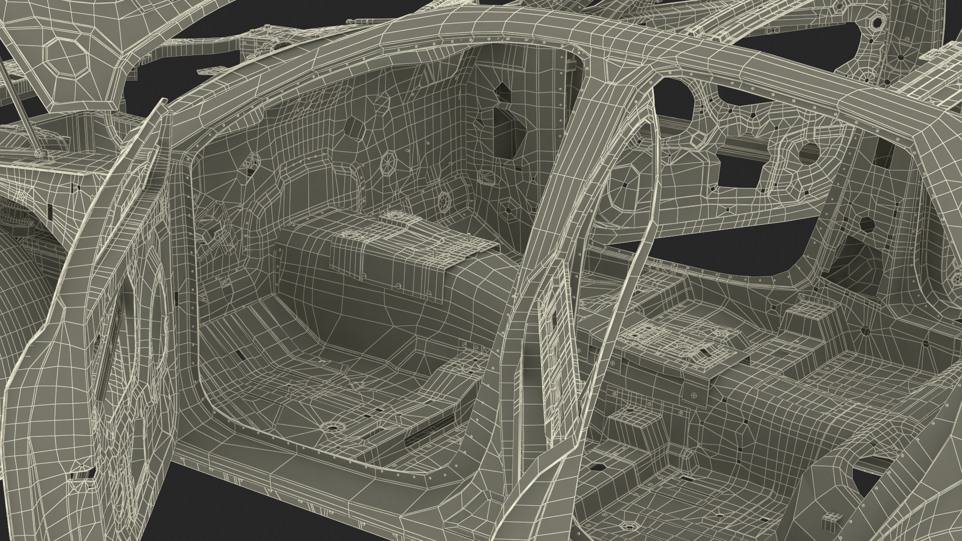 Car Frame and Chassis with Wheels Rigged for Cinema 4D 3D model