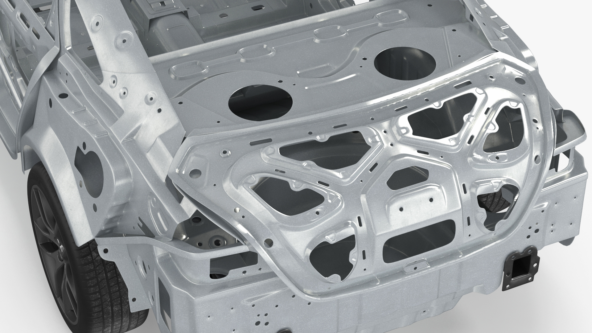 Car Frame and Chassis with Wheels Rigged for Cinema 4D 3D model