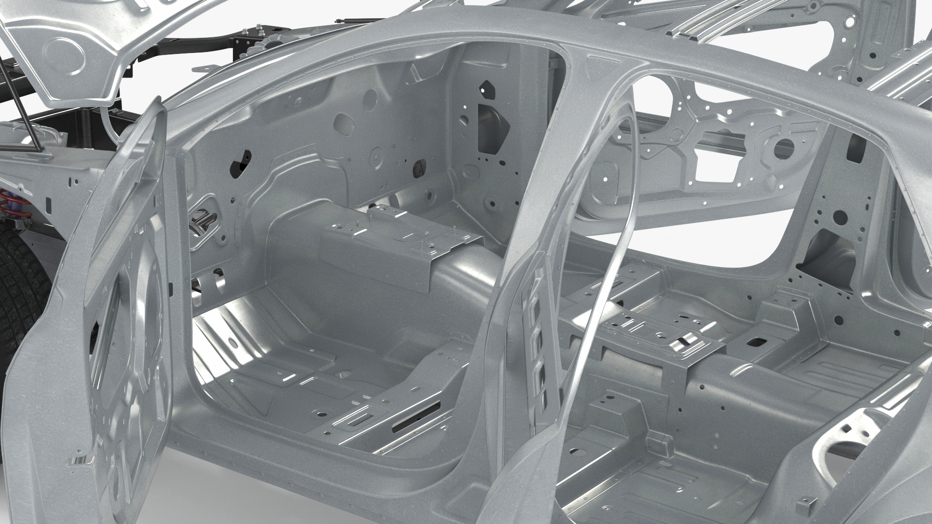Car Frame and Chassis with Wheels Rigged for Cinema 4D 3D model