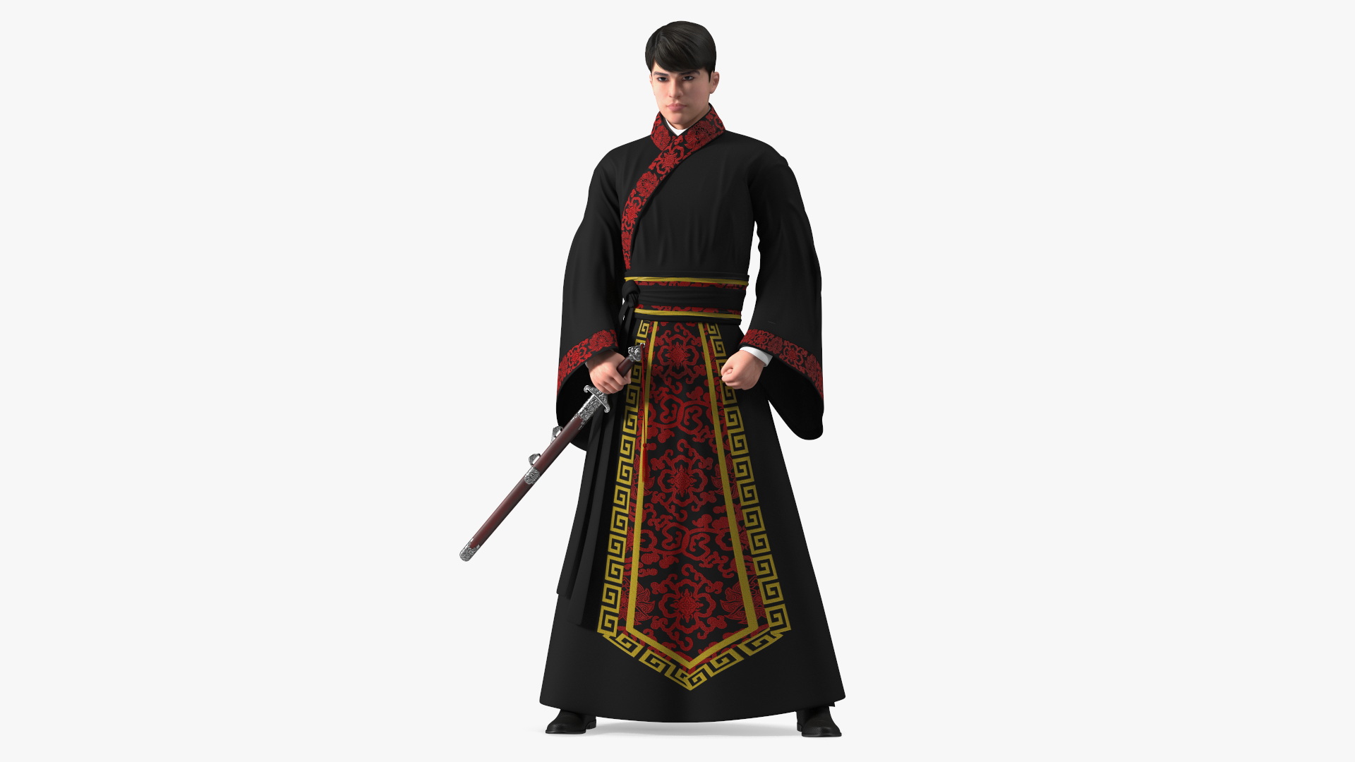 Chinese Traditional Man Aggressive Pose 3D model