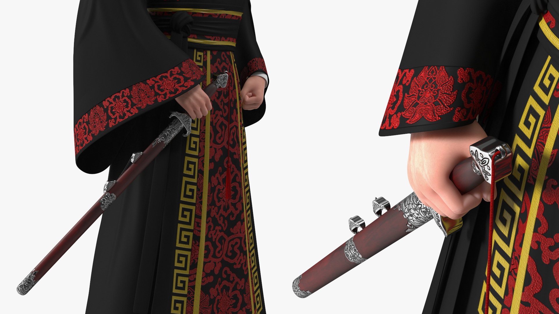 Chinese Traditional Man Aggressive Pose 3D model