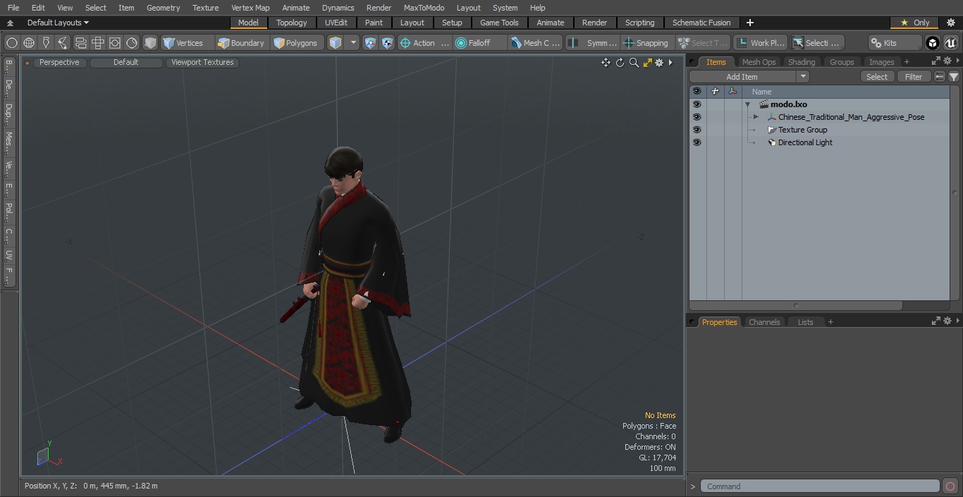Chinese Traditional Man Aggressive Pose 3D model