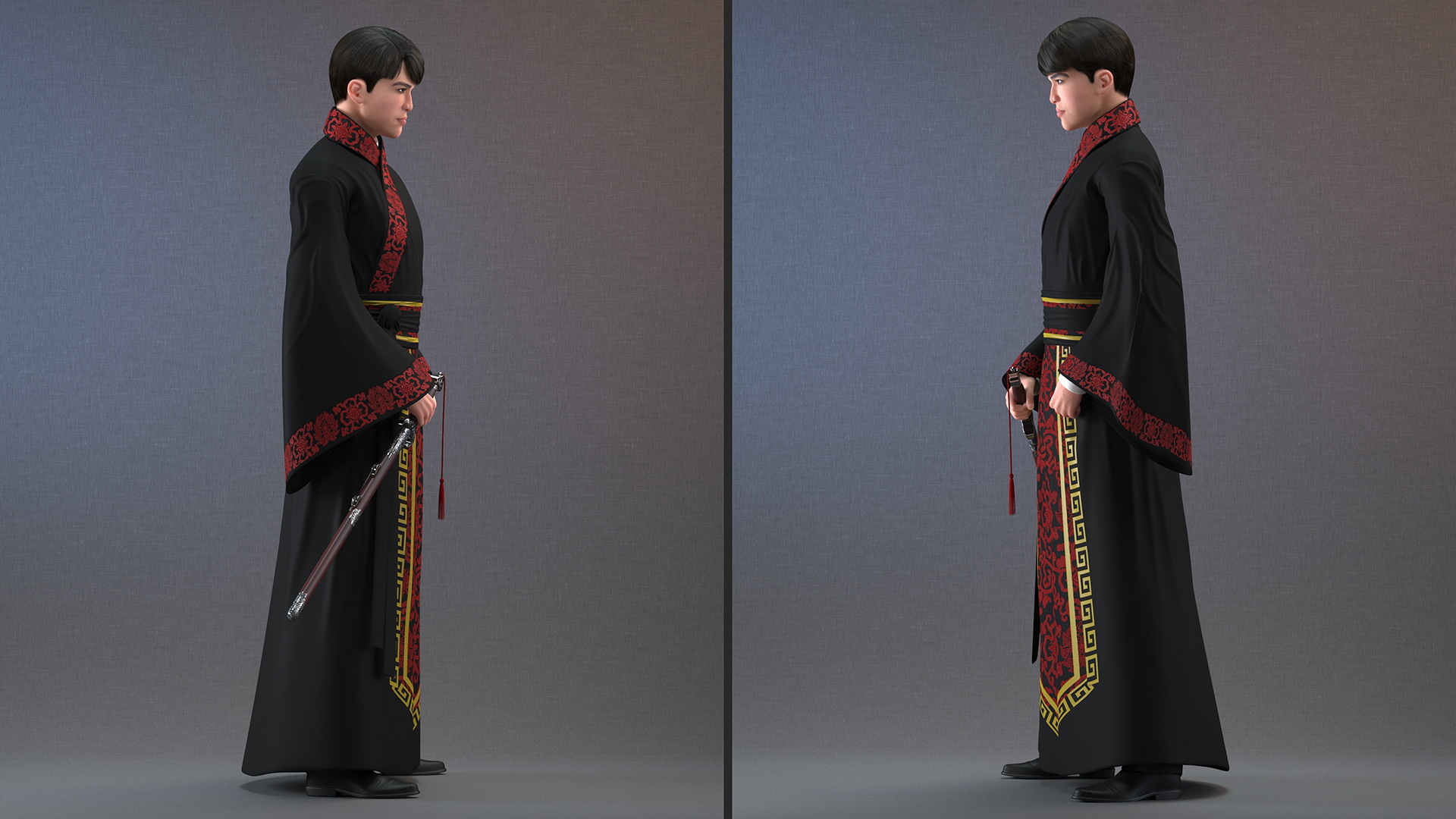 Chinese Traditional Man Aggressive Pose 3D model