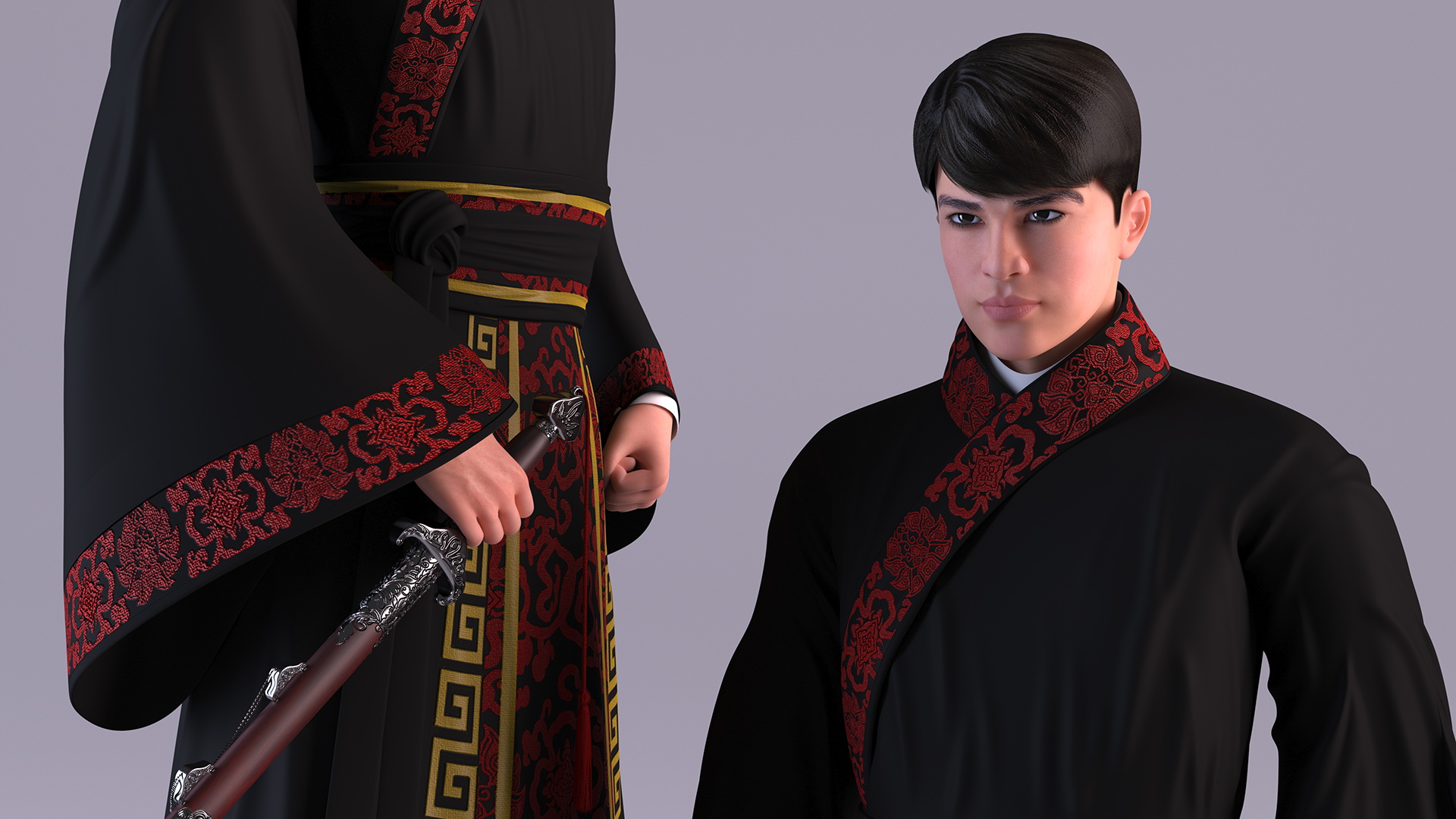 Chinese Traditional Man Aggressive Pose 3D model