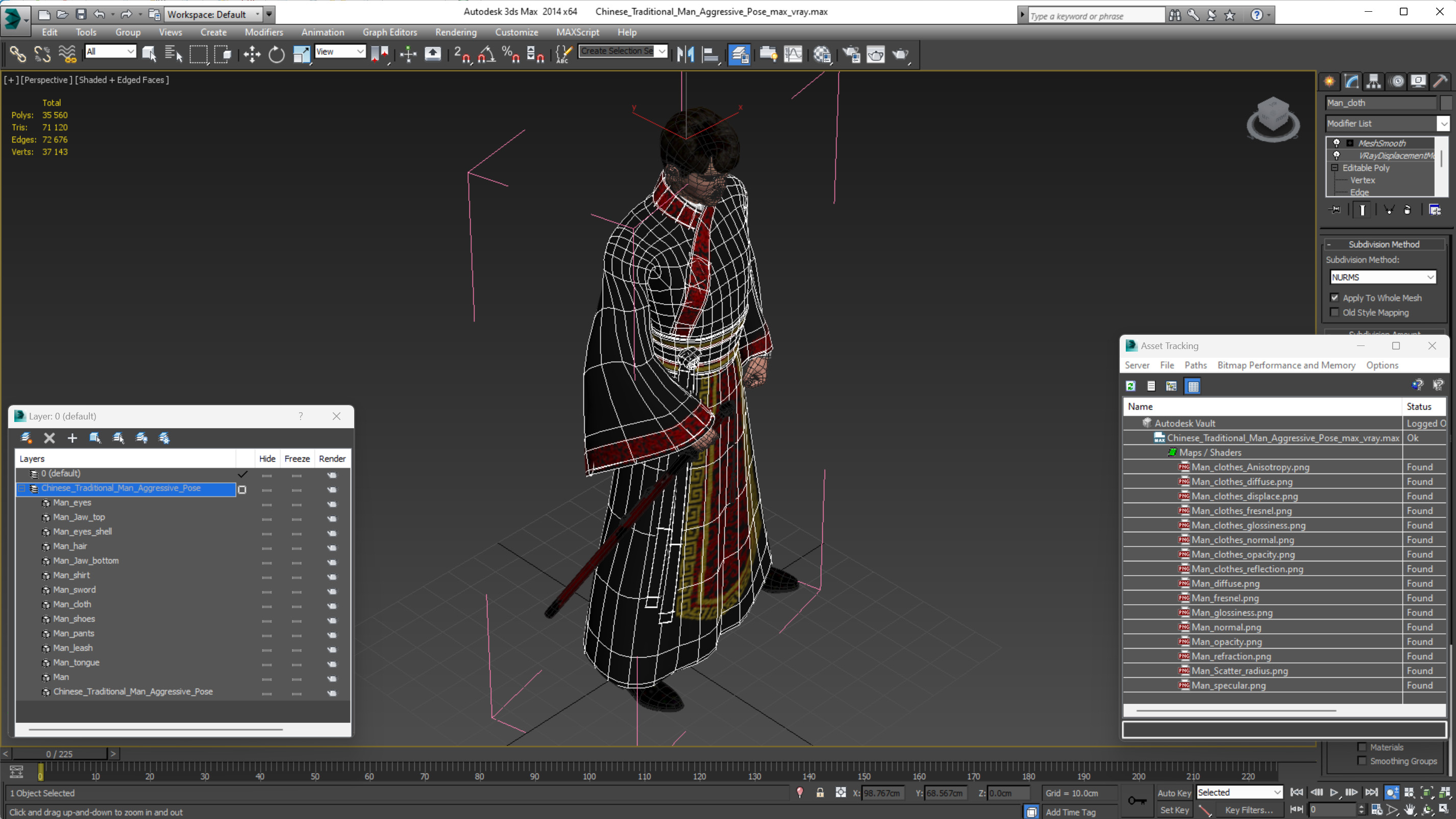 Chinese Traditional Man Aggressive Pose 3D model