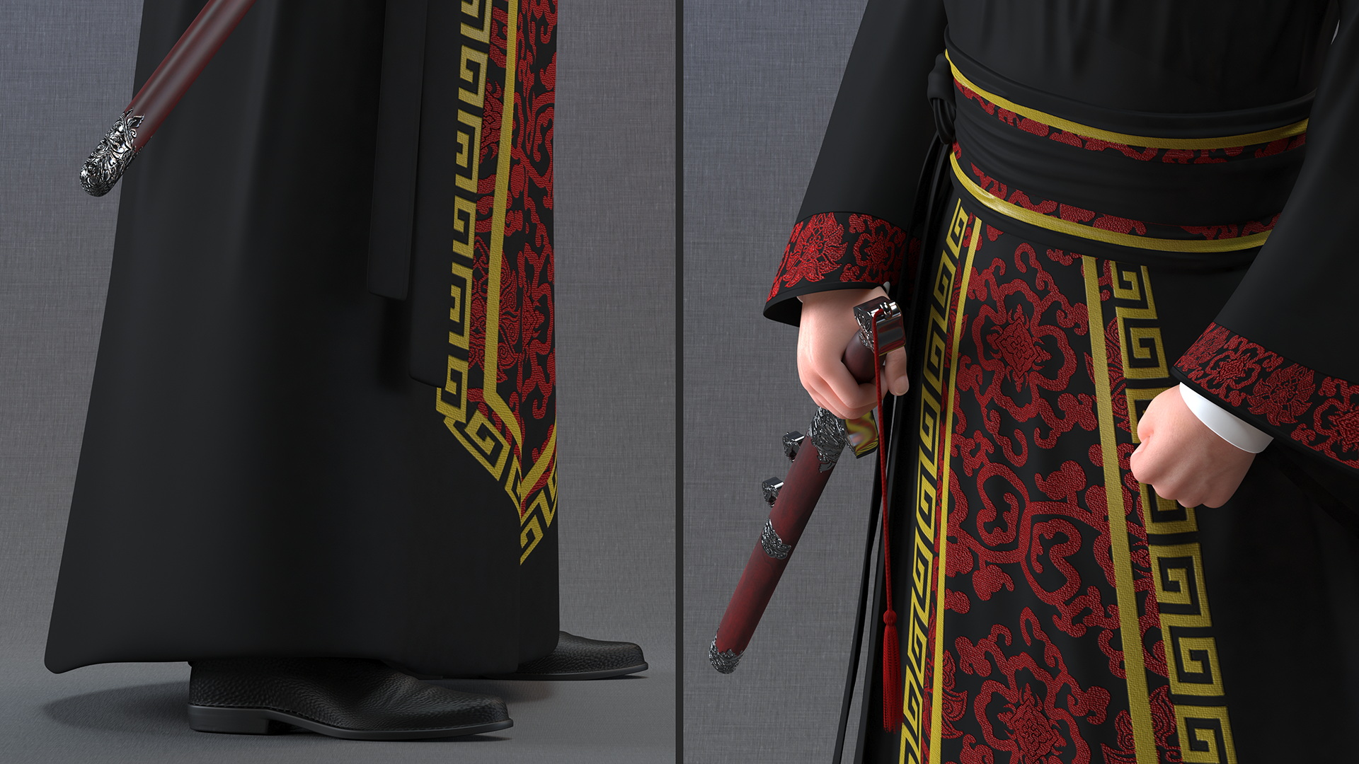 Chinese Traditional Man Aggressive Pose 3D model