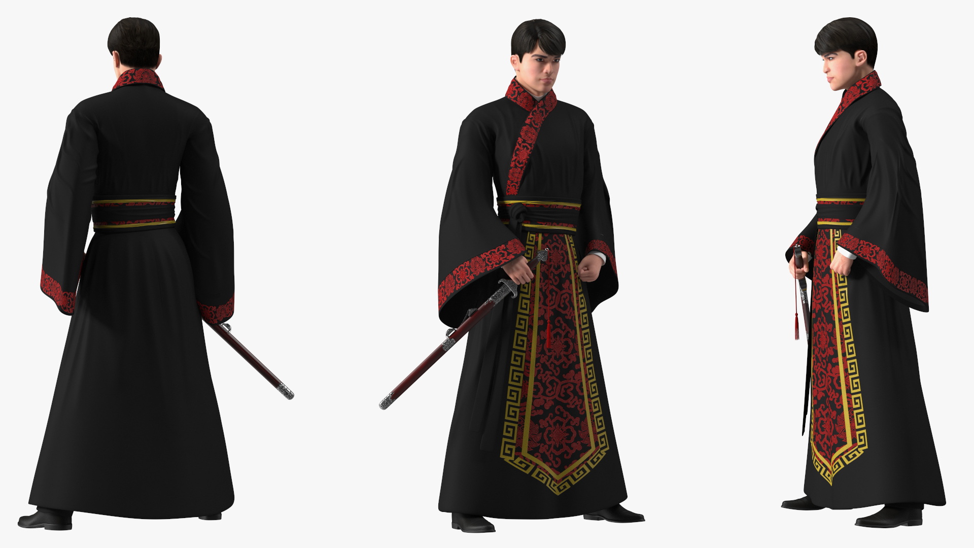 Chinese Traditional Man Aggressive Pose 3D model
