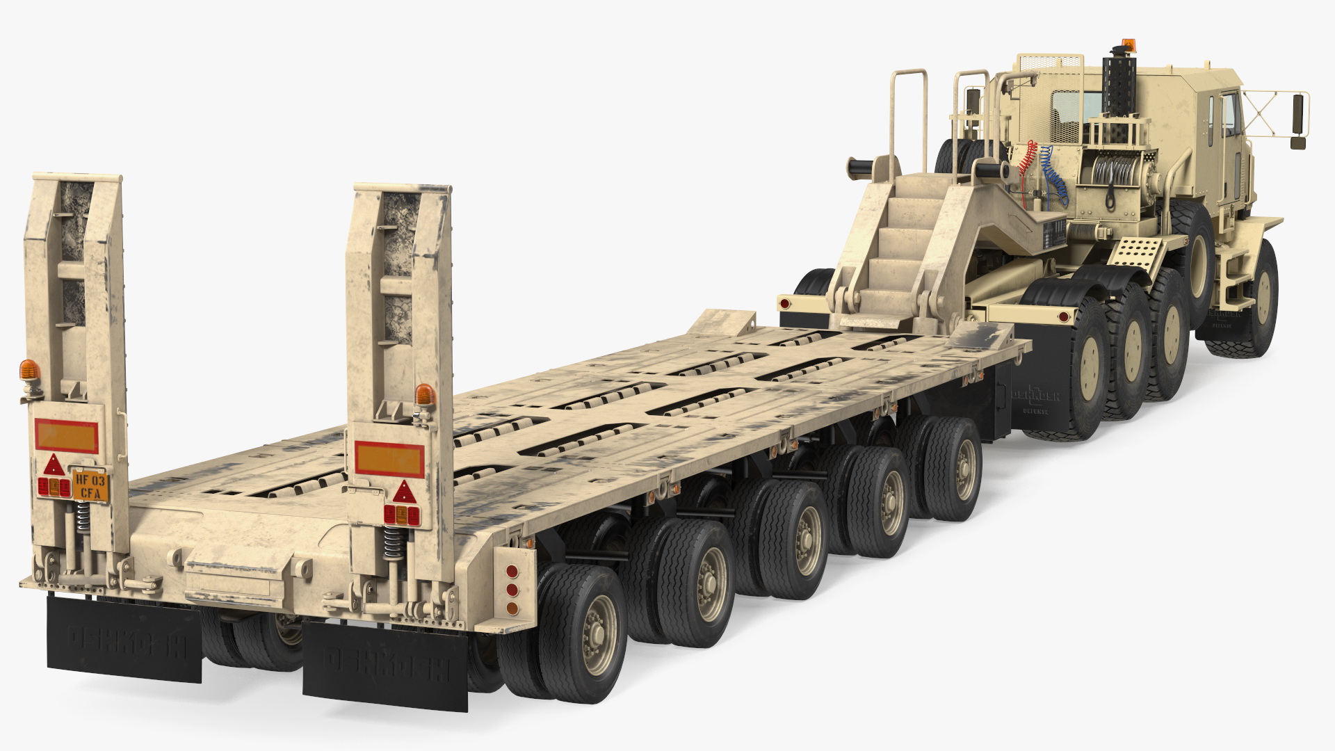 3D Oshkosh HET A1 Truck Tractor with Semi Trailer Desert Camo model
