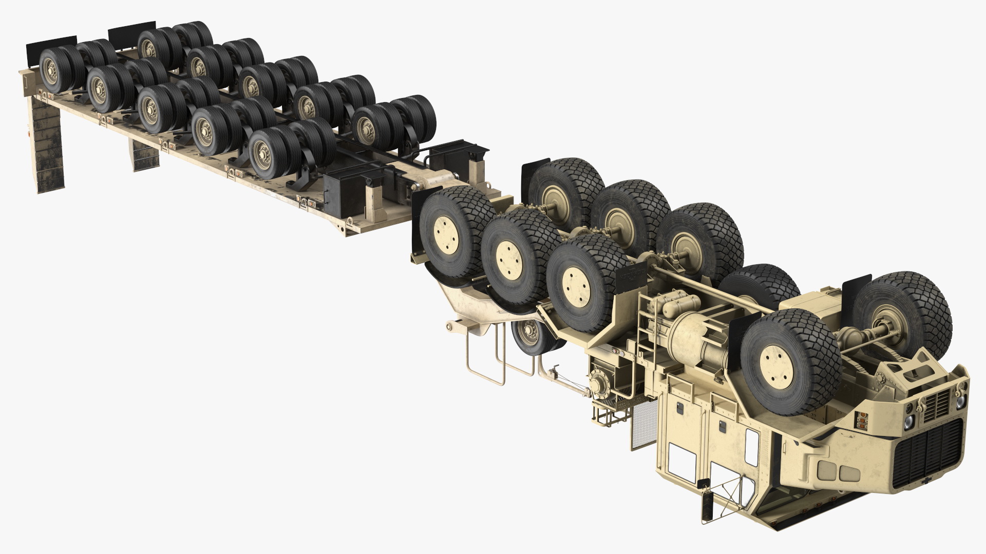3D Oshkosh HET A1 Truck Tractor with Semi Trailer Desert Camo model