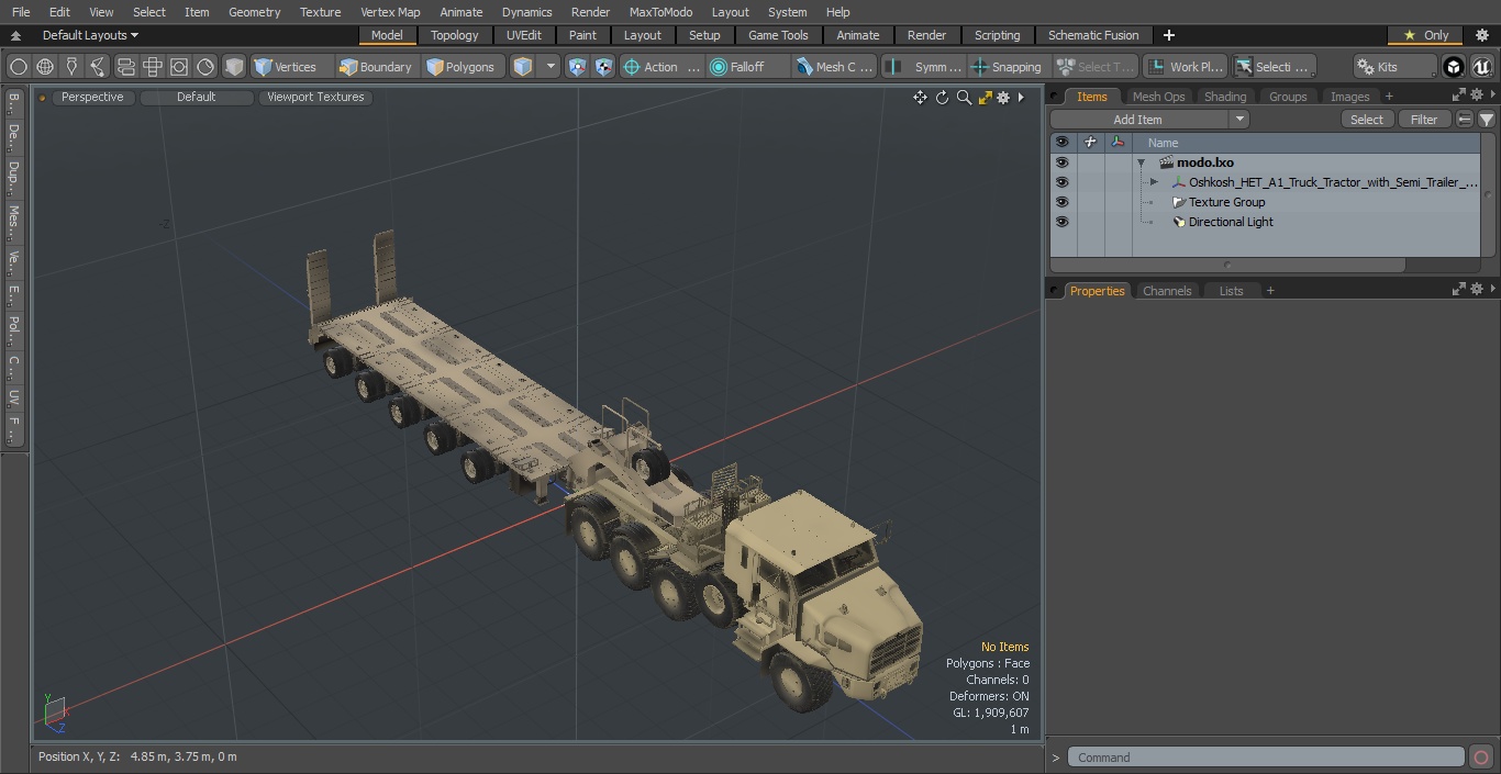 3D Oshkosh HET A1 Truck Tractor with Semi Trailer Desert Camo model