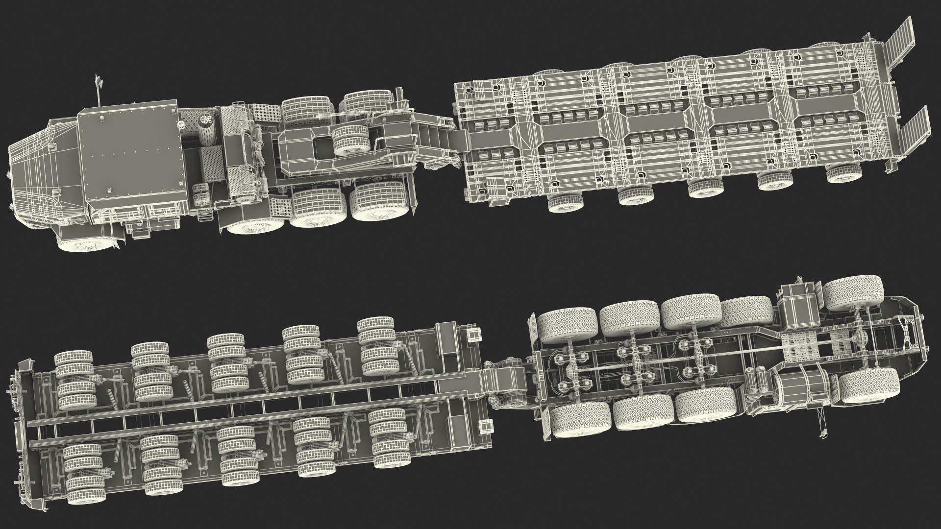 3D Oshkosh HET A1 Truck Tractor with Semi Trailer Desert Camo model
