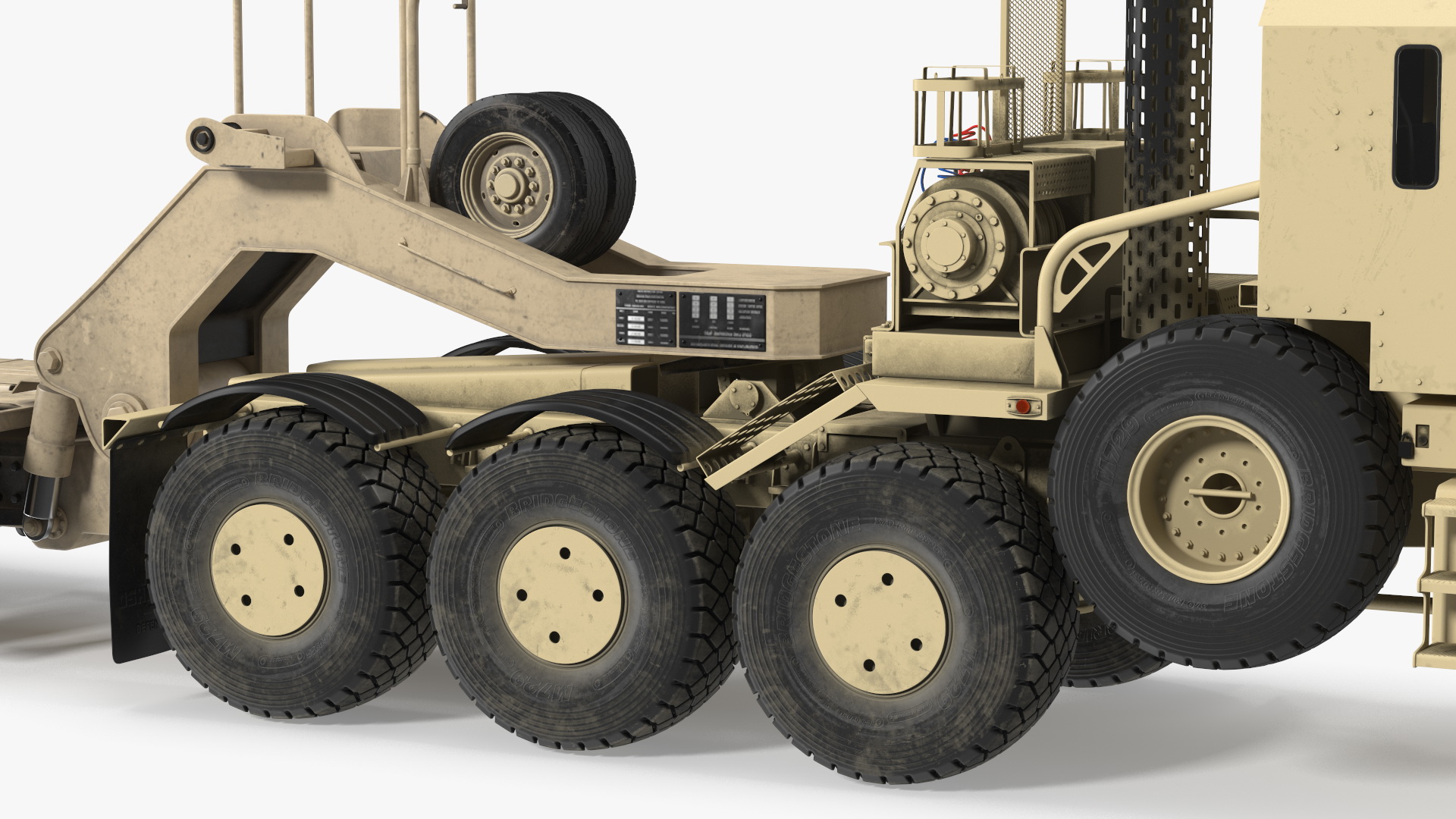 3D Oshkosh HET A1 Truck Tractor with Semi Trailer Desert Camo model
