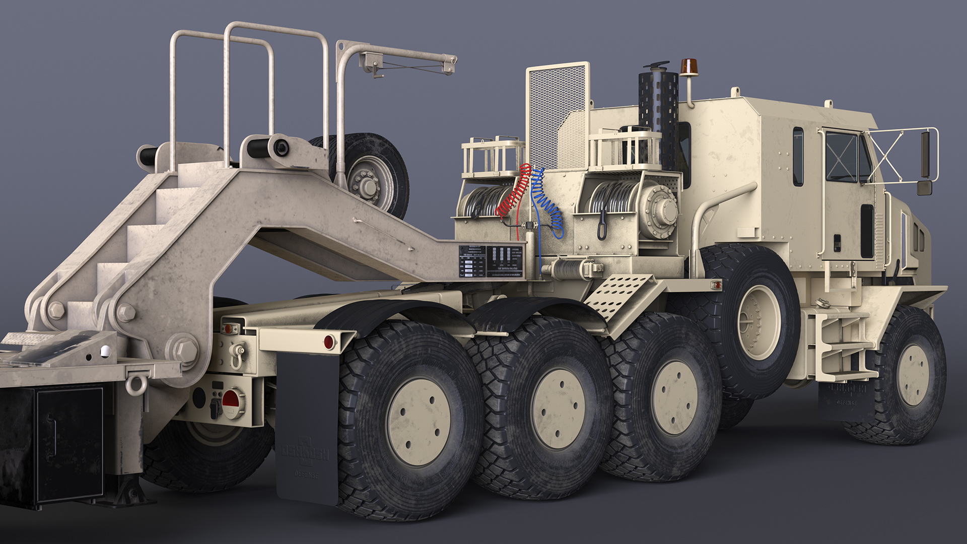 3D Oshkosh HET A1 Truck Tractor with Semi Trailer Desert Camo model