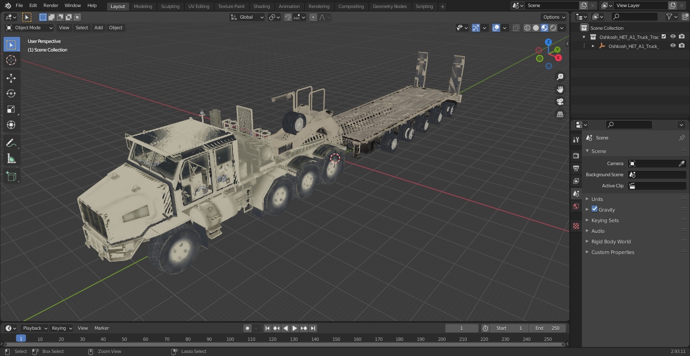 3D Oshkosh HET A1 Truck Tractor with Semi Trailer Desert Camo model