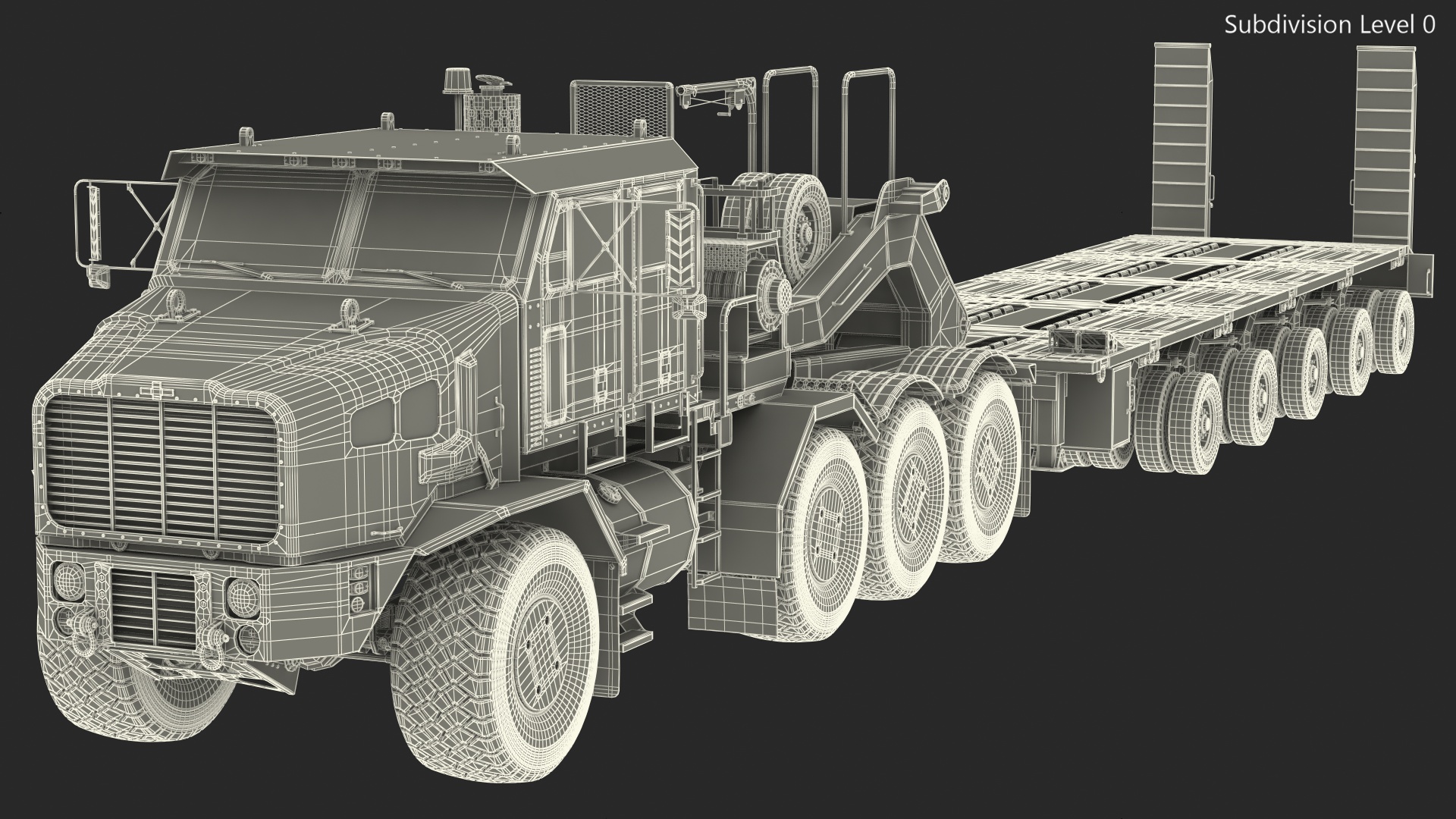 3D Oshkosh HET A1 Truck Tractor with Semi Trailer Desert Camo model