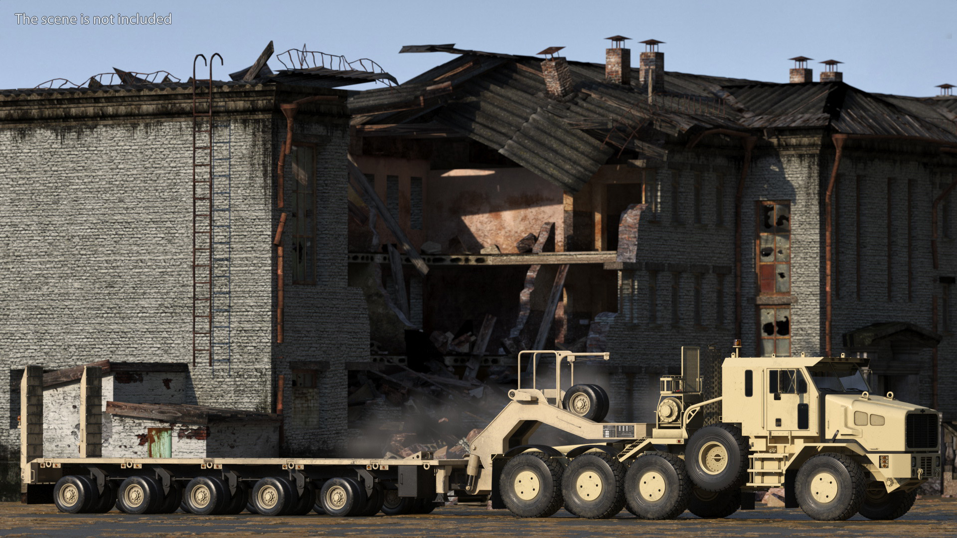 3D Oshkosh HET A1 Truck Tractor with Semi Trailer Desert Camo model