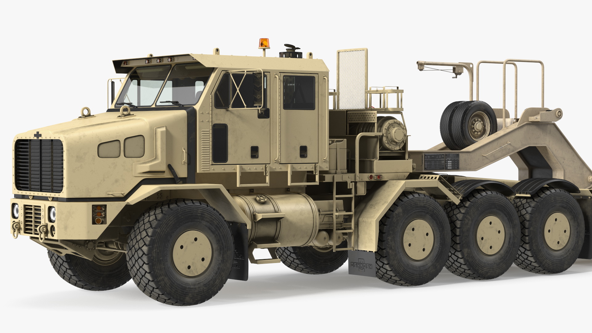 3D Oshkosh HET A1 Truck Tractor with Semi Trailer Desert Camo model